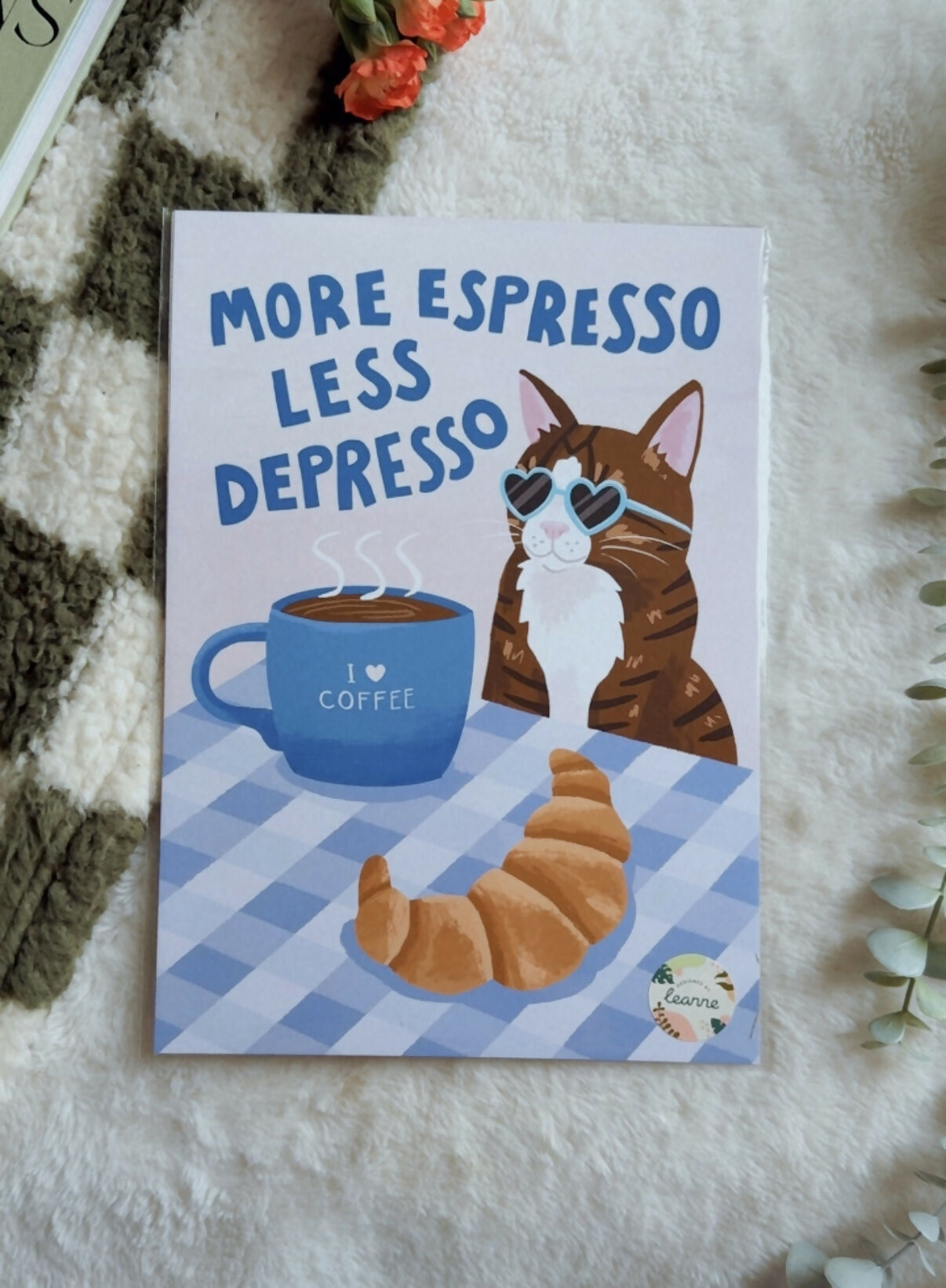More Espresso Less Depresso Cat Print