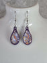 Handcrafted Tear Drop Purple, Silver, Gold And Orange Earrings