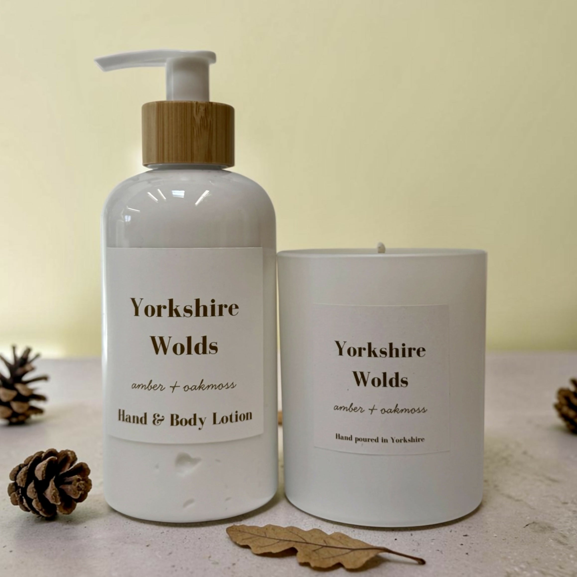 Yorkshire Wolds - Amber and Oakmoss Candle and Hand Care Gift Set