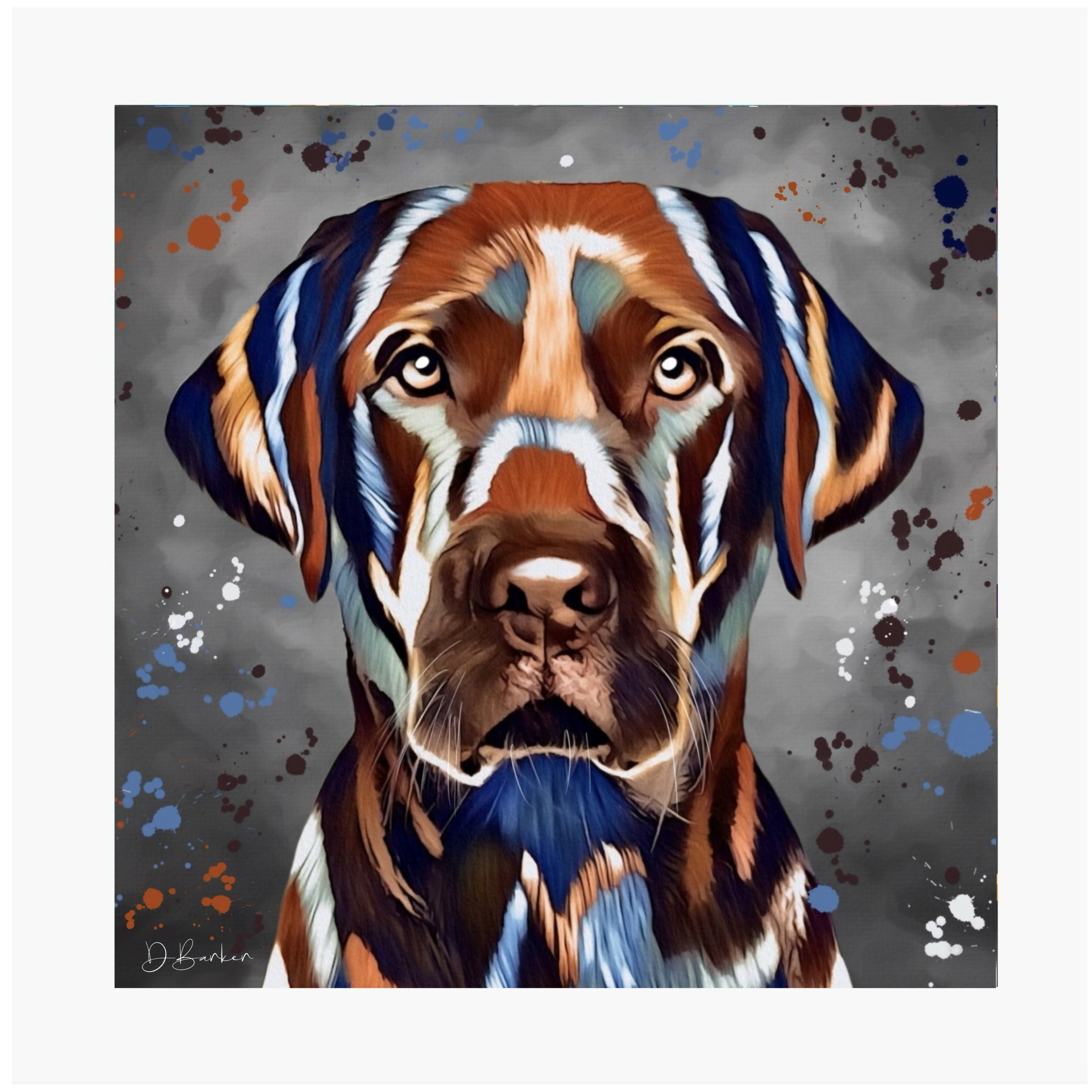 Labrador Chocolate Dog Colour Splash Mounted Artwork | Art & Soul