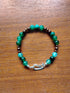 Tibetan Silver Toggle Catch Bracelet with Banded Green Agate and Copper Hematite.