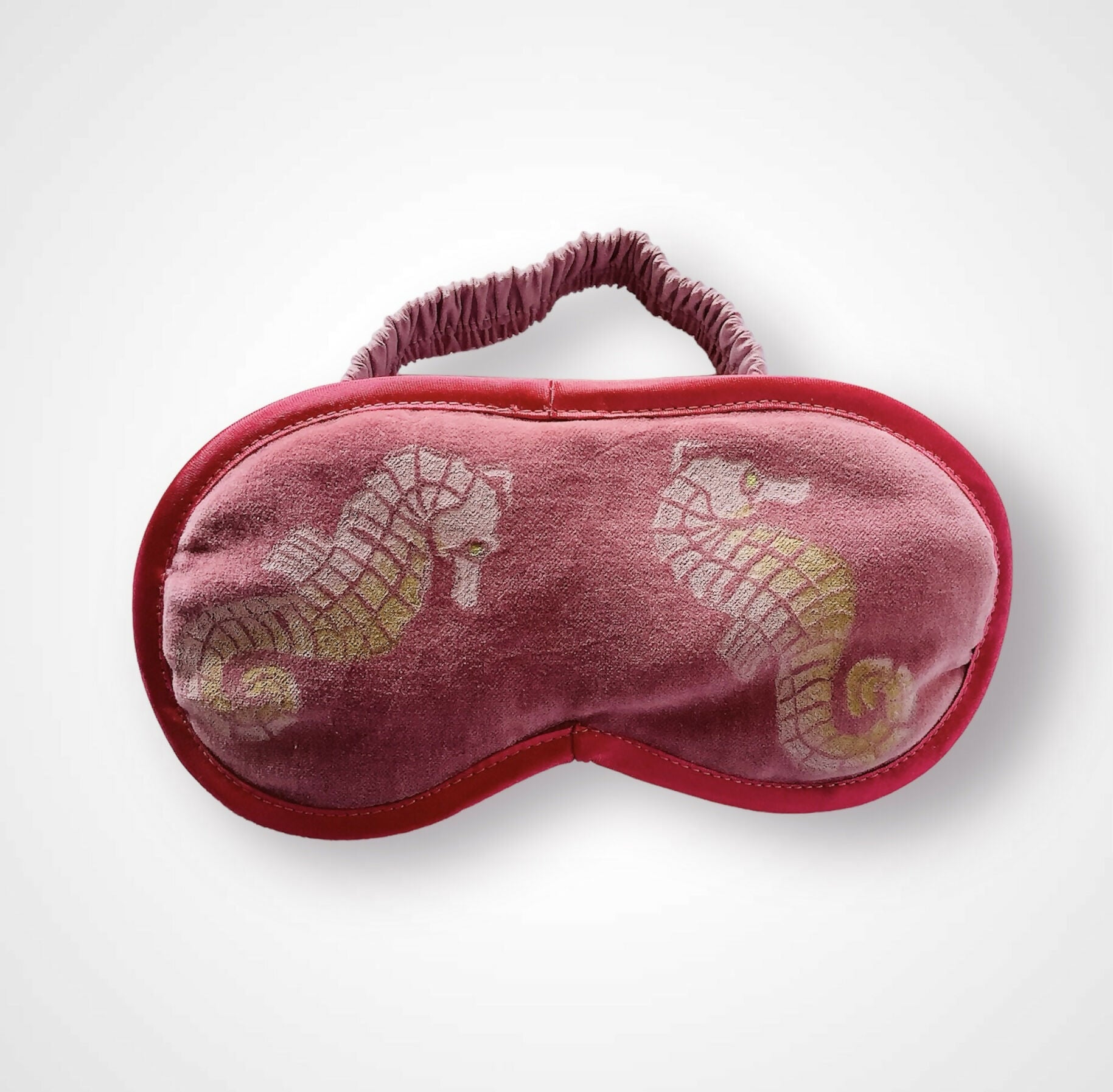 Dusty Pink Seahorses Velvet Lavender Eye Mask