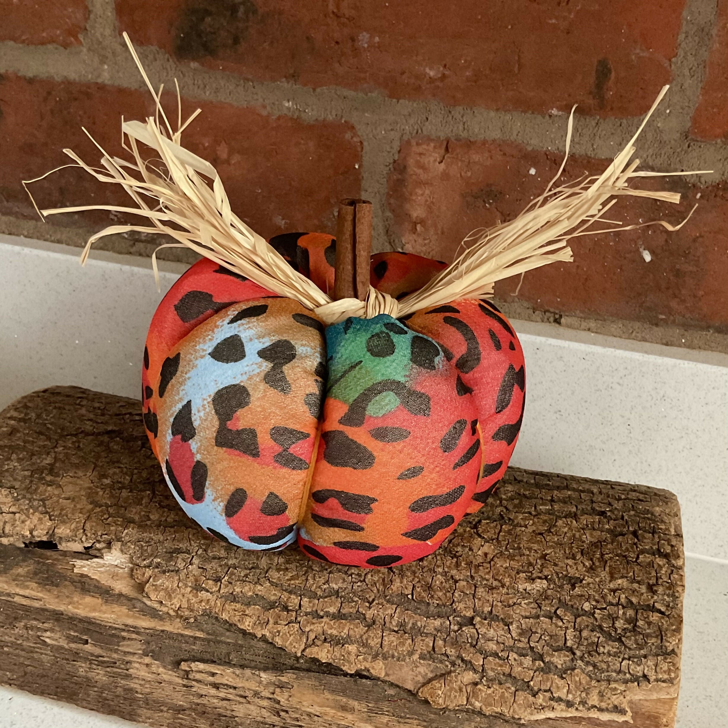 Handmade Up-Cycled Pumpkin Decoration, Colourful Patterned Fabric Autumn Or Halloween Ornament