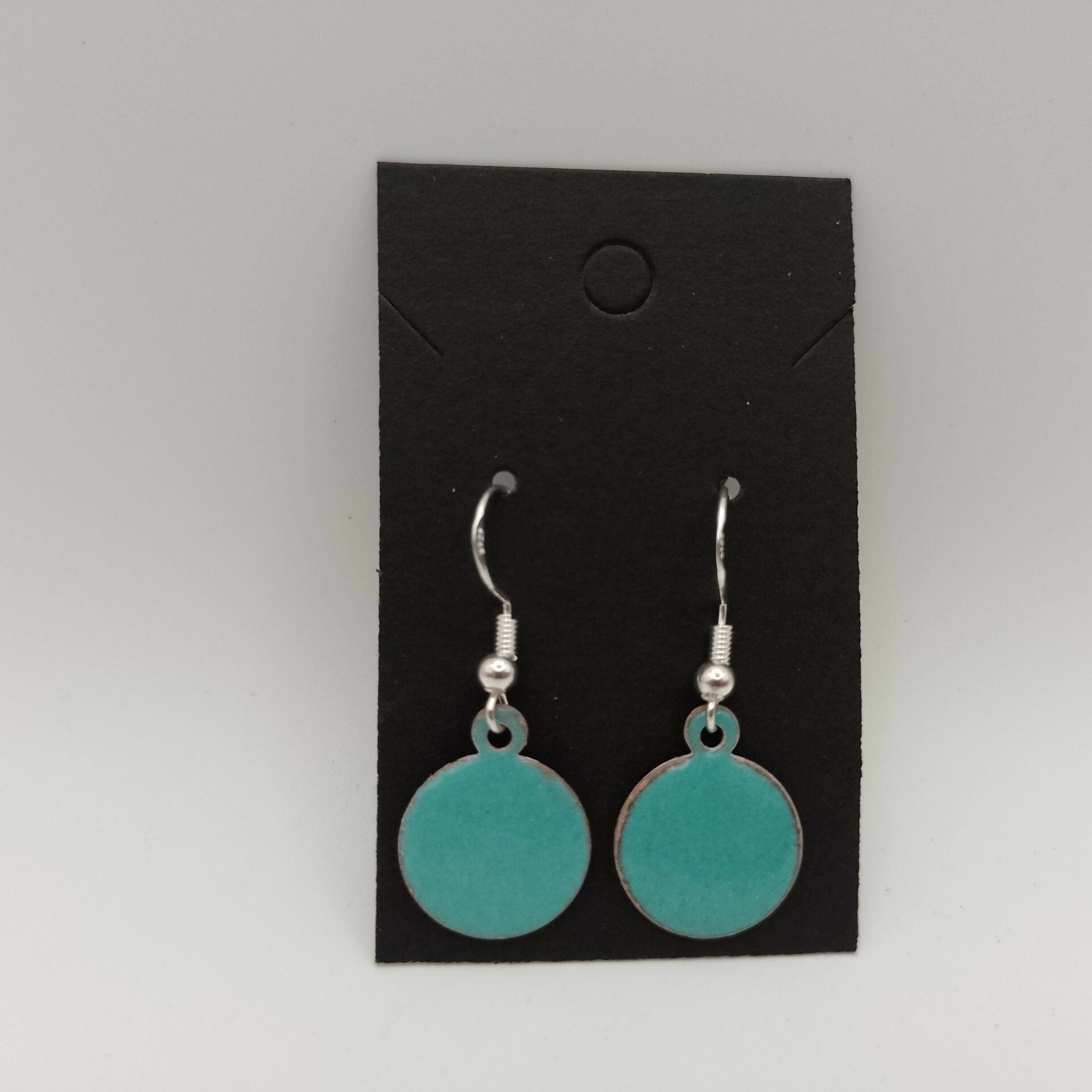 Blue Enamel Circle Earrings