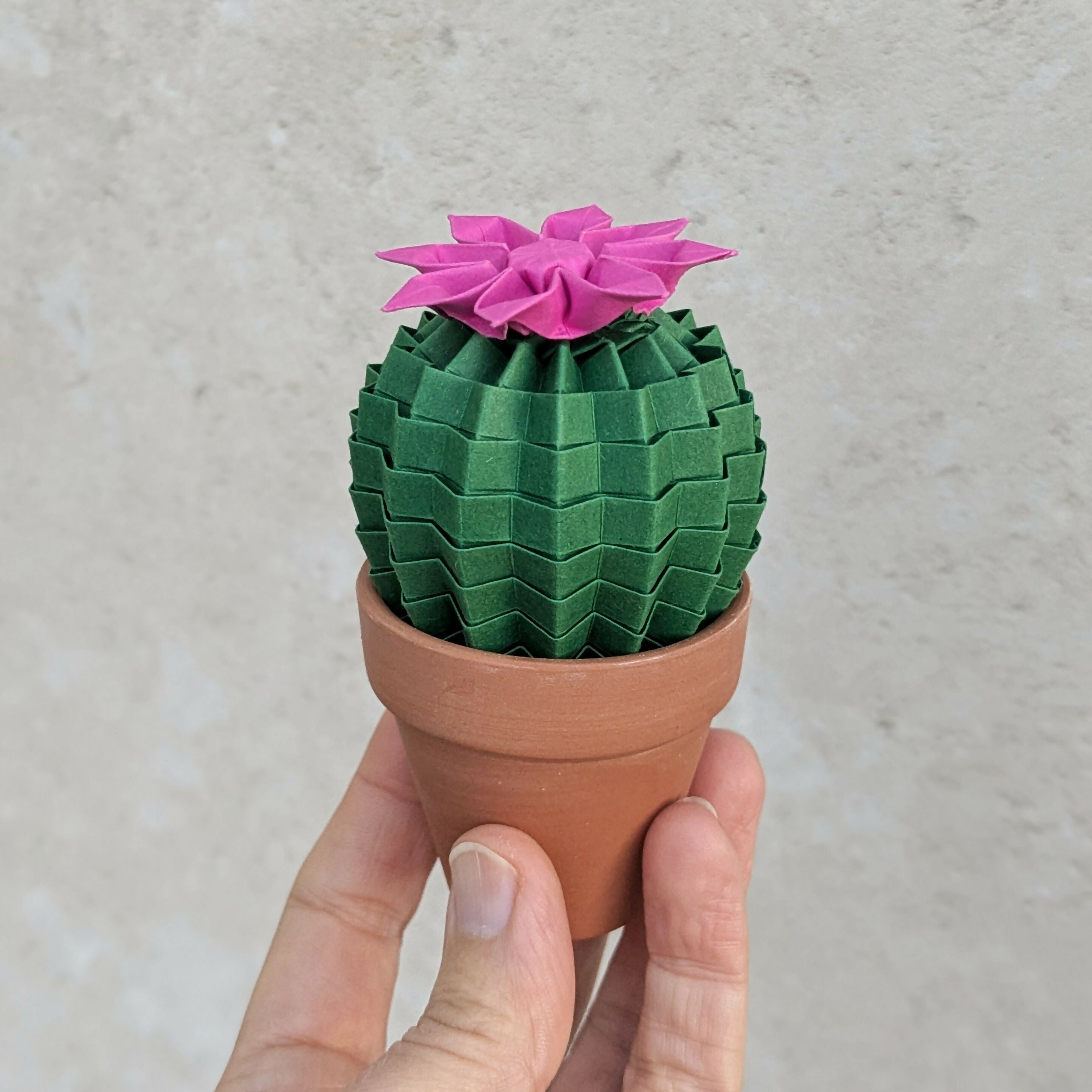 Origami Paper Cactus in Terracotta Pot