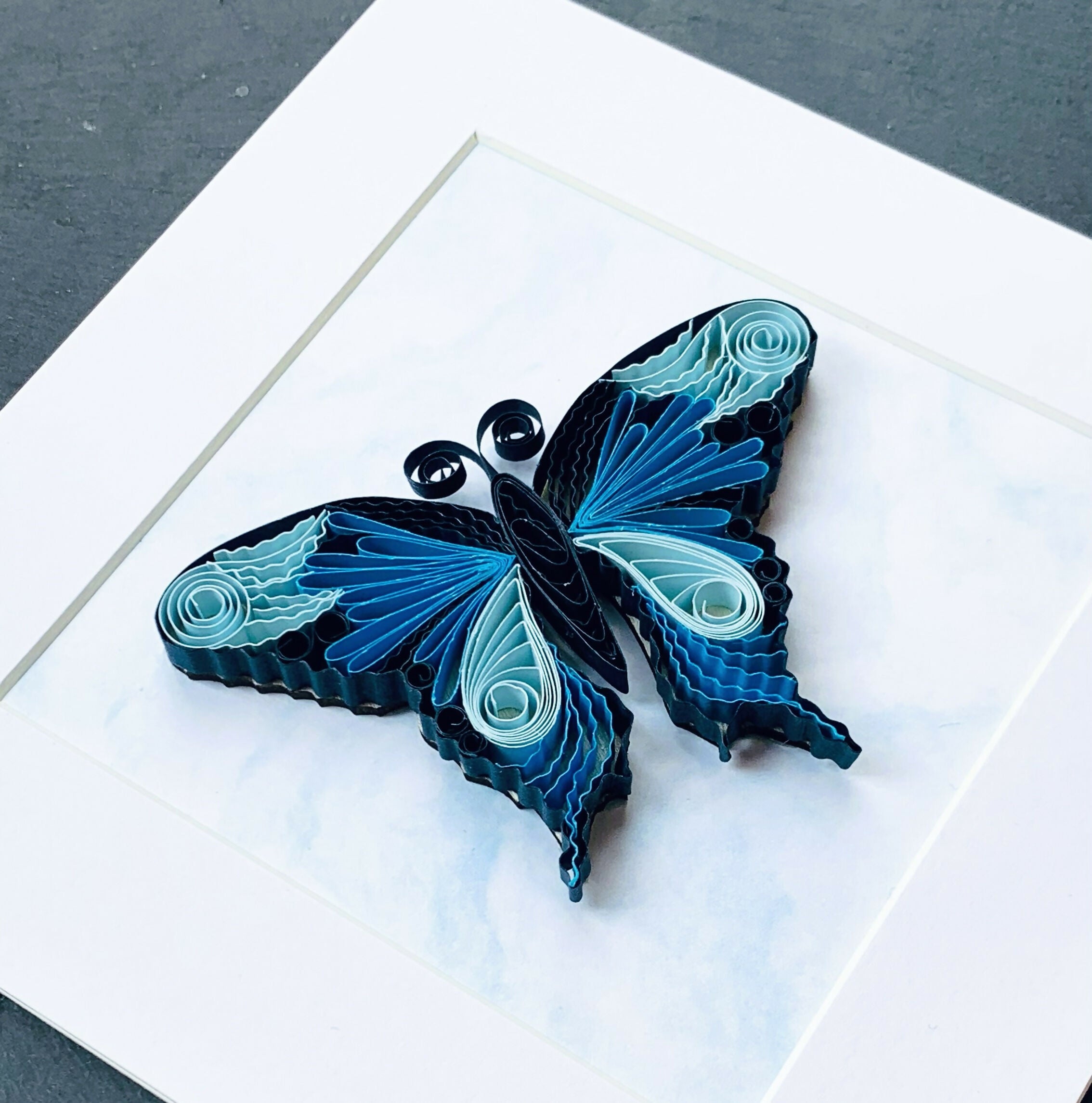 Handmade Paper Quilling Butterfly with White Framed