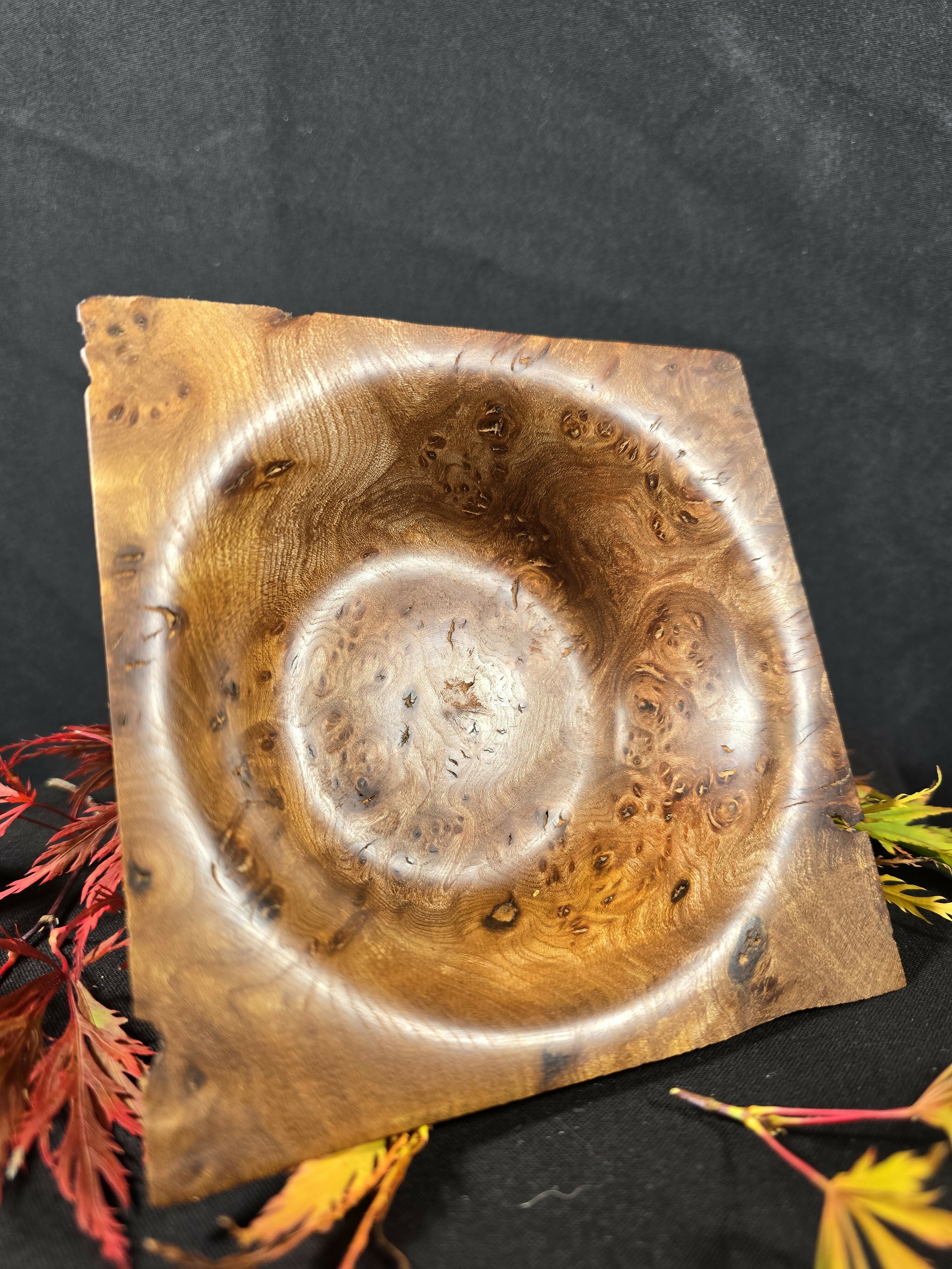 Hand Turned Square Elm Burr Bowl