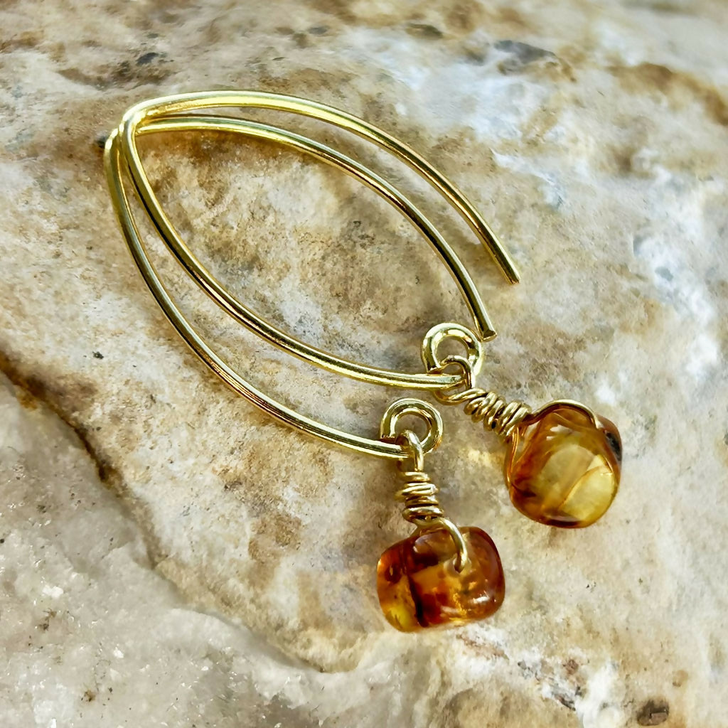 Handmade Gold Vermeil Amber Earrings