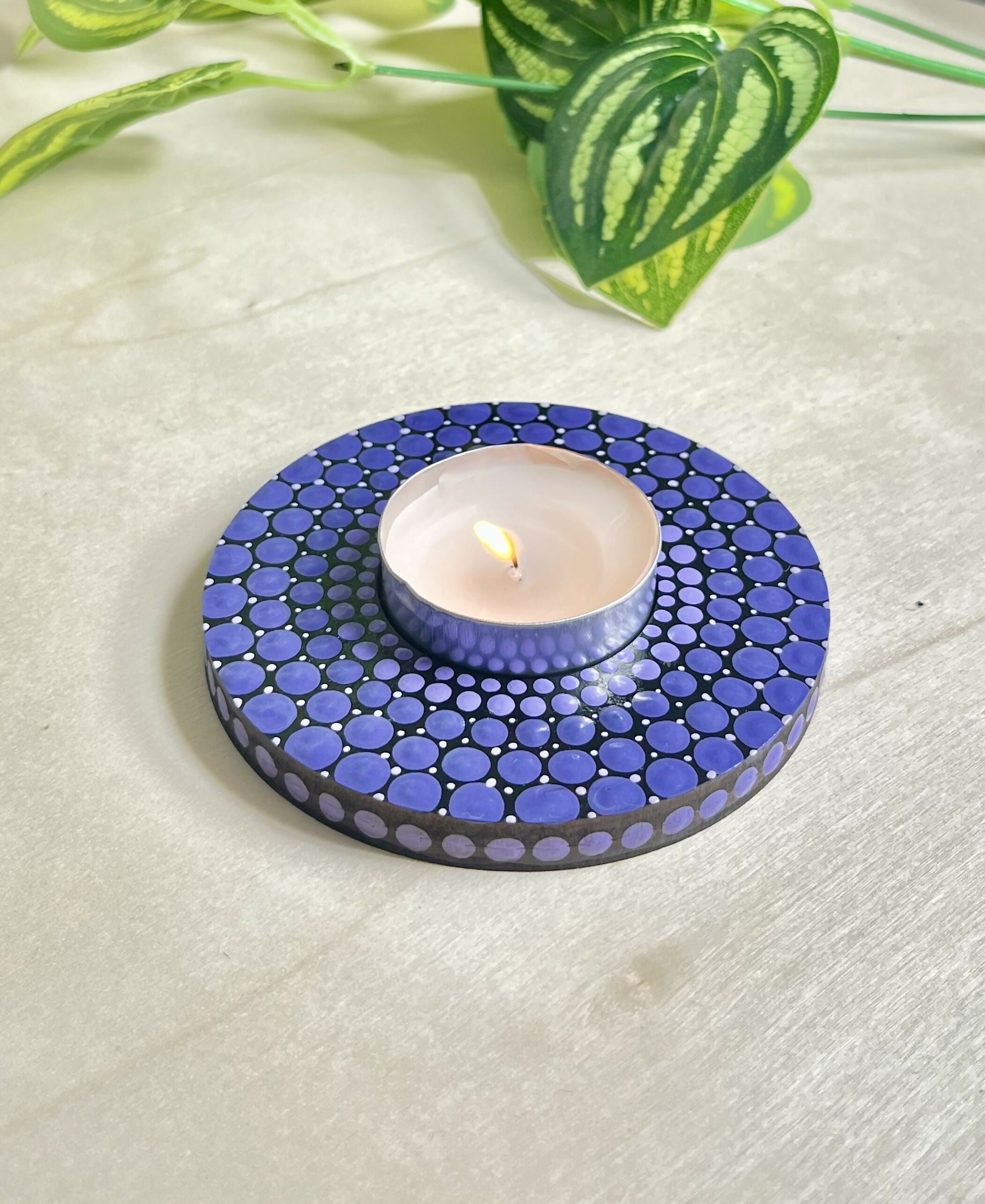 Hand Painted Wooden Tealight Holder