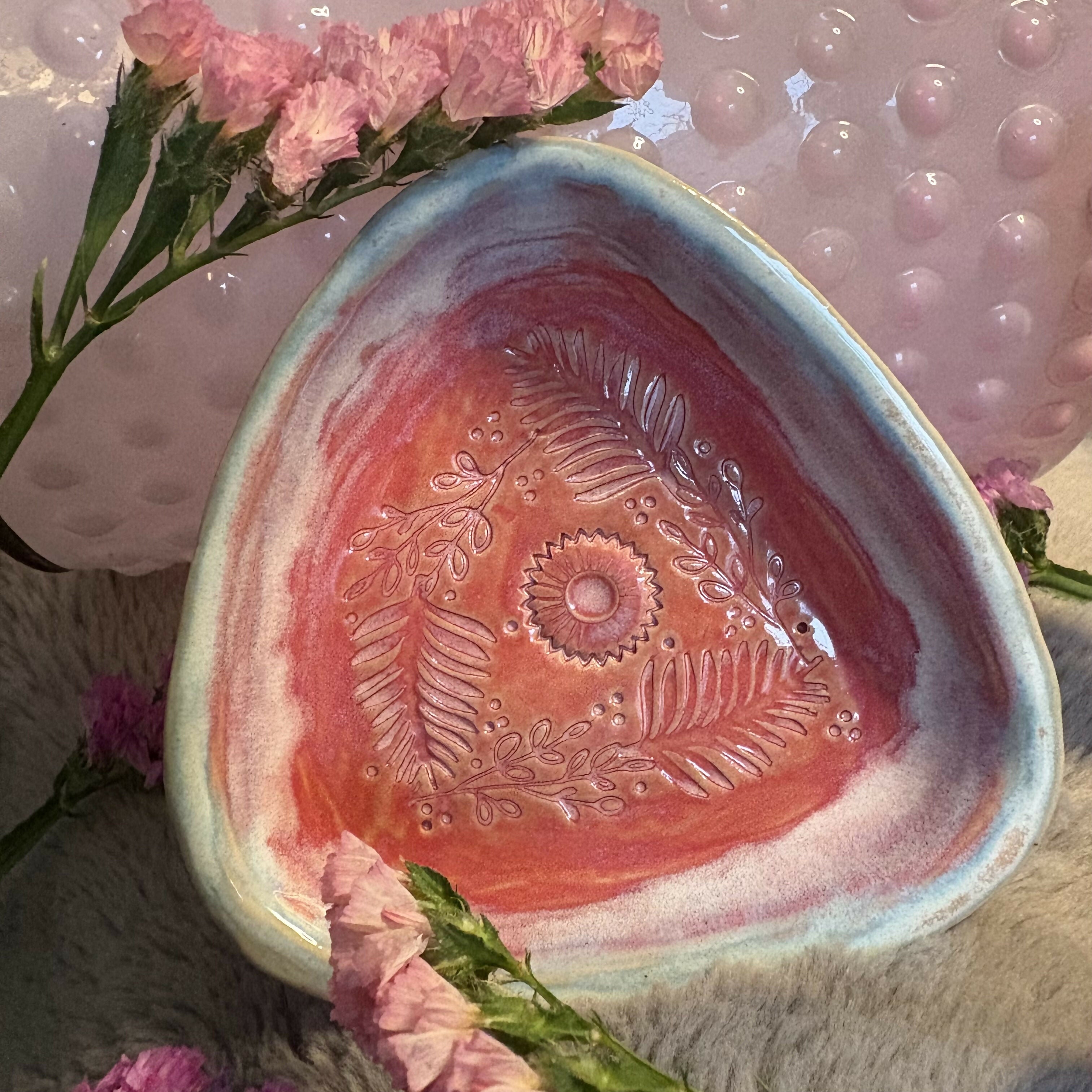 Pink Triangular Jewelry Bowl