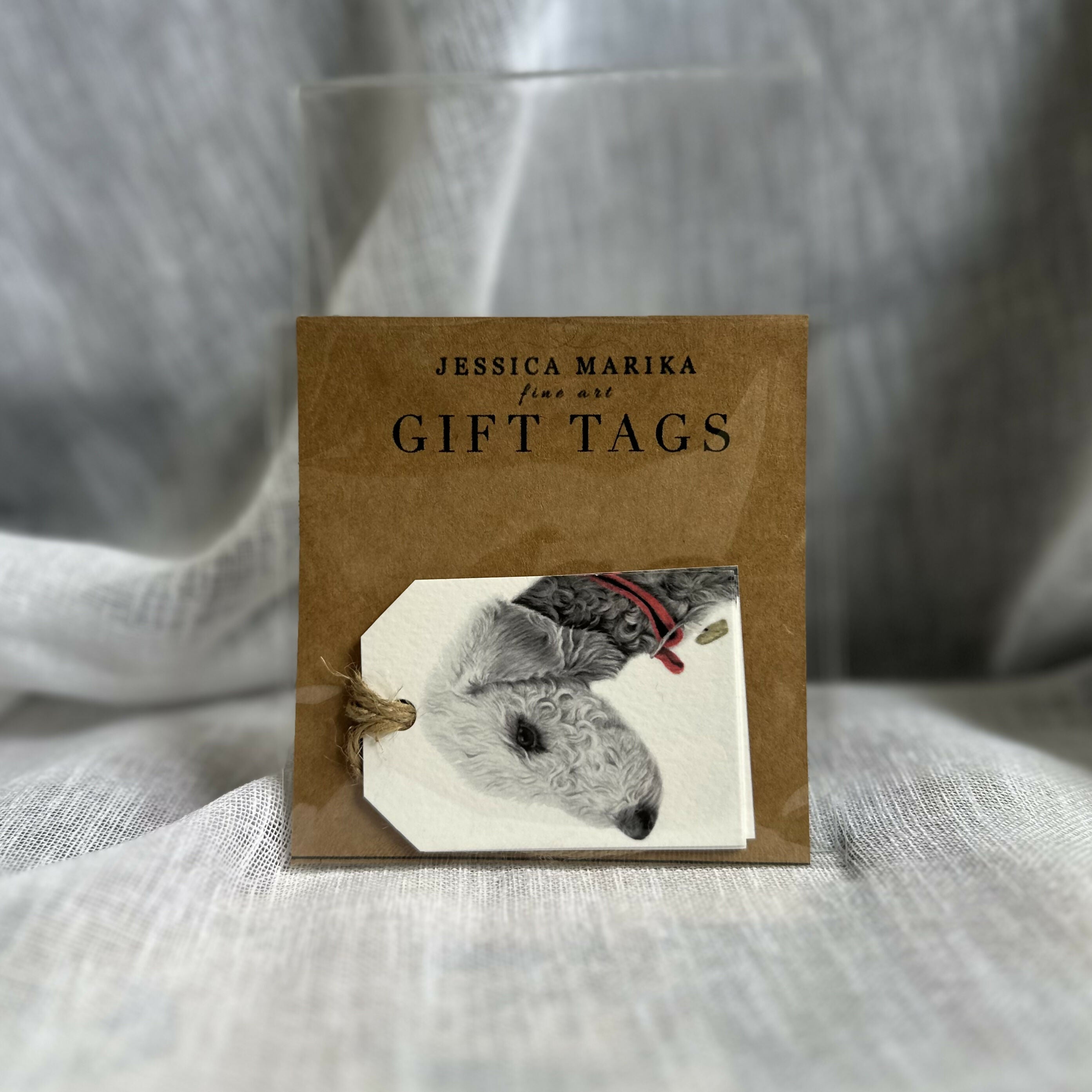 Show Bedlington Terrier Gift Tags – Set of 4 Tags – Dog Lover Gift – Pedigree Dog Illustration