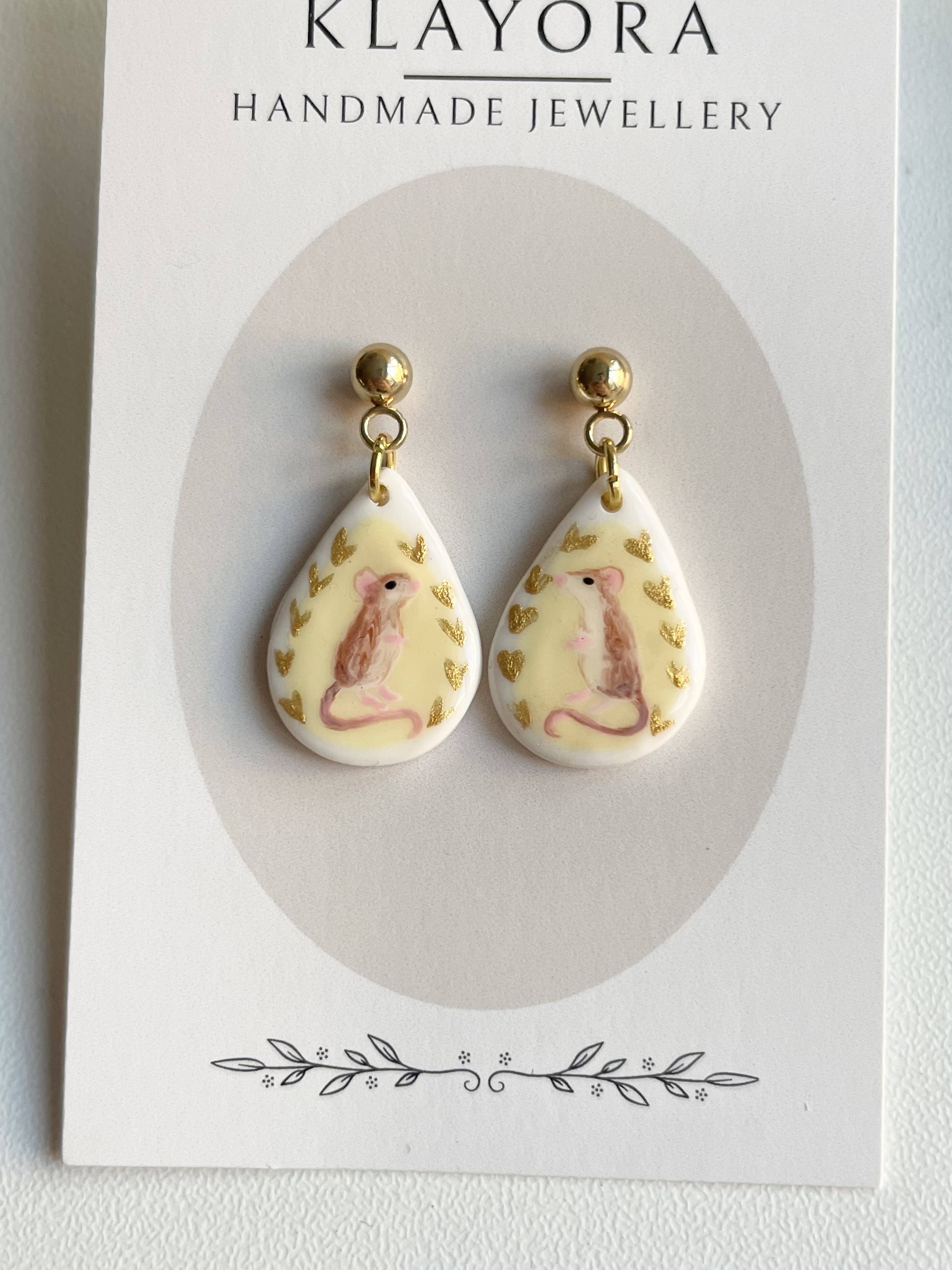 Polymer Clay Earrings With Gold Plated Fastenings