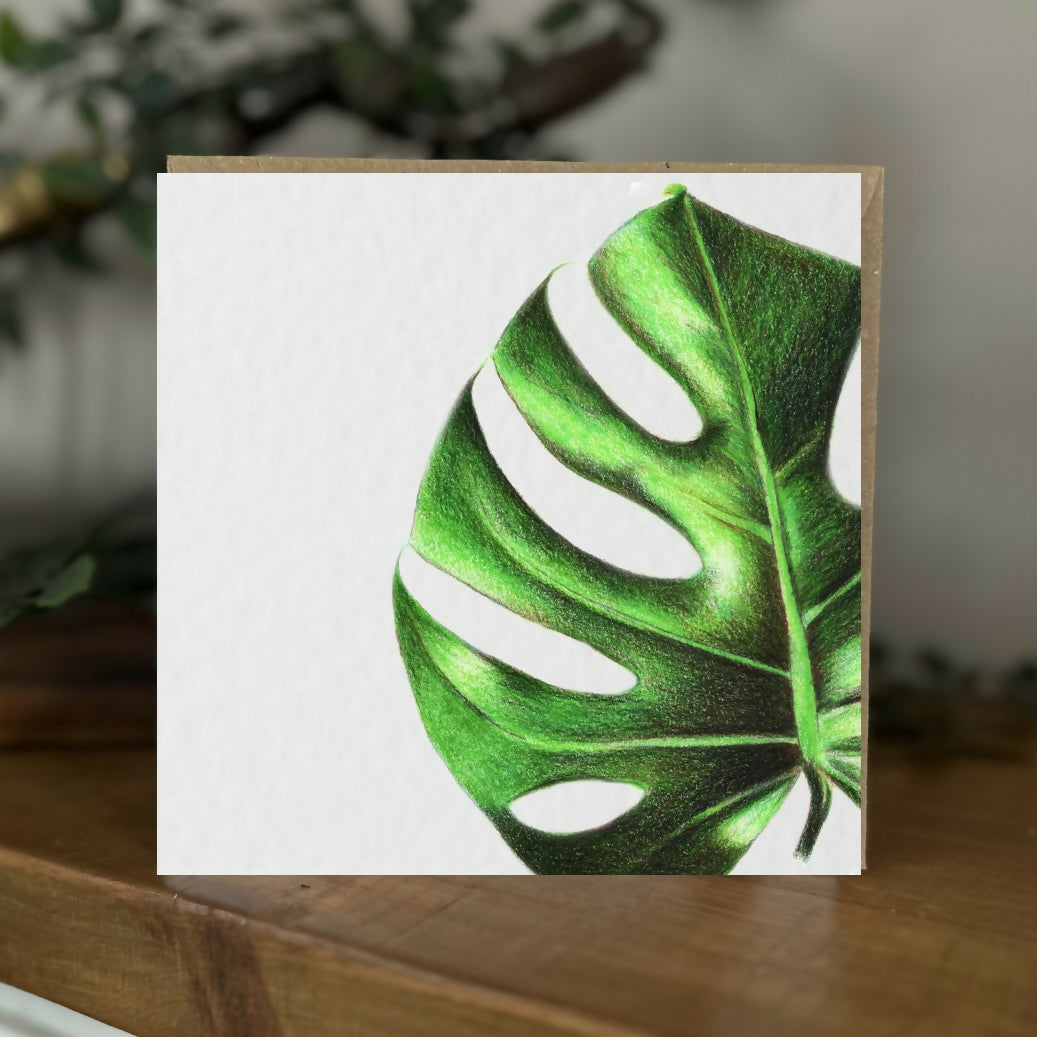 Monstera Plant Greeting Card – Botanical Art – Blank Inside