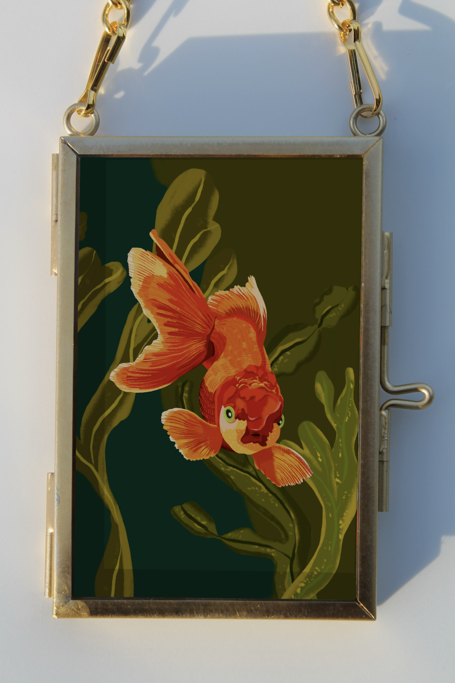 Gold Glass Mini Frames Goldfish Art