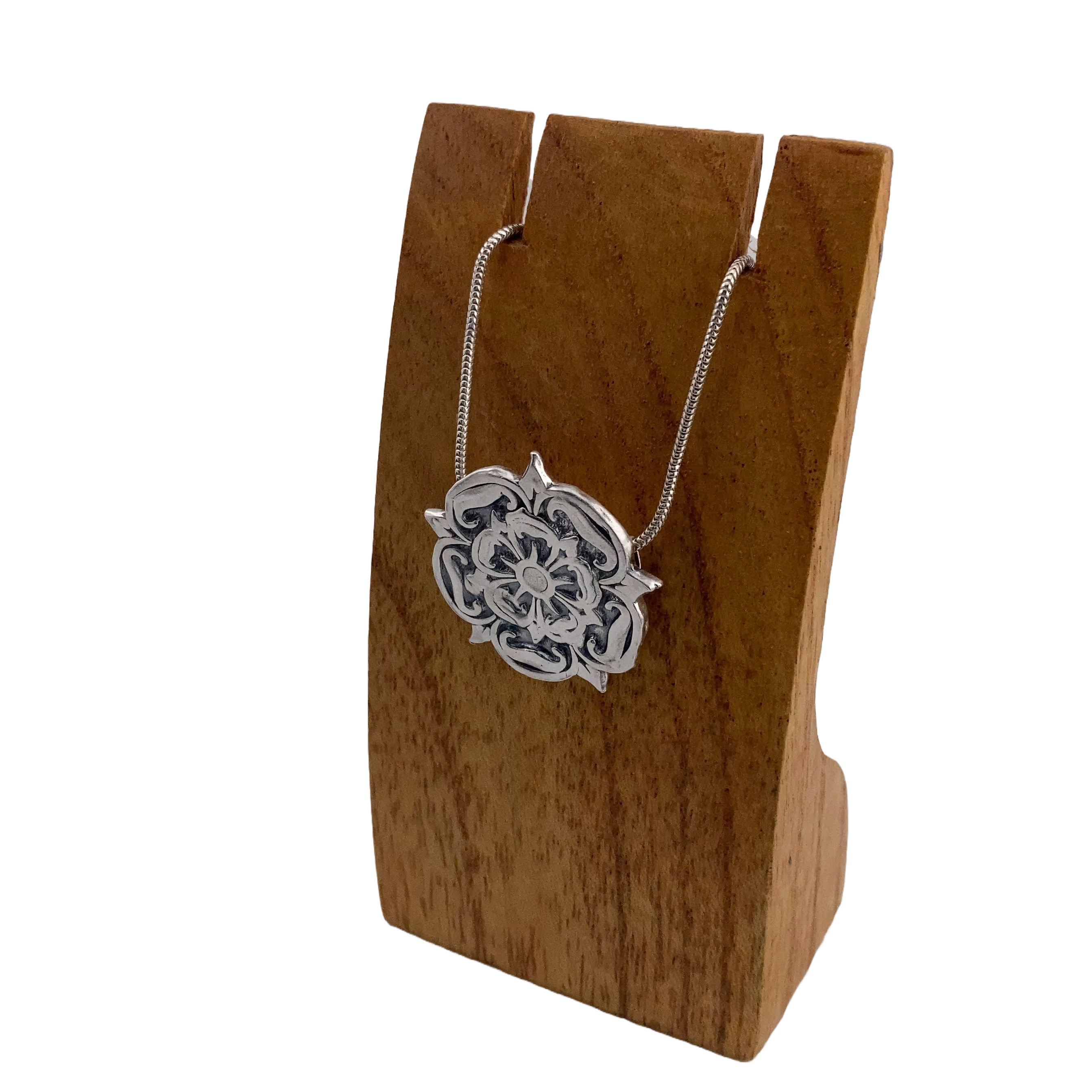 Handmade Silver Yorkshire Rose shaped Pendant