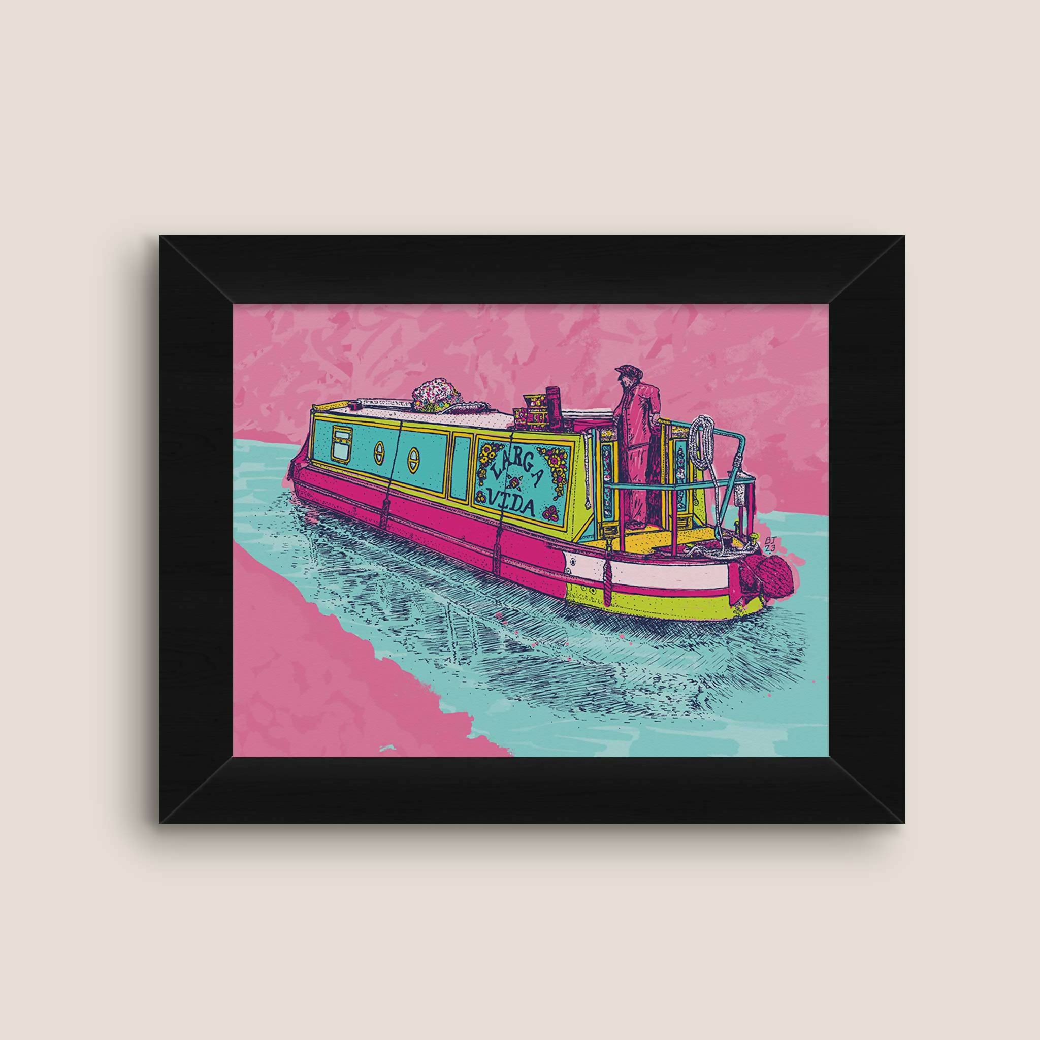 Canal Boat Art Print – British Waterway Illustration