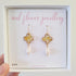 Real Flower Yellow Clover Freshwater Pearl Earrings Gold Plated