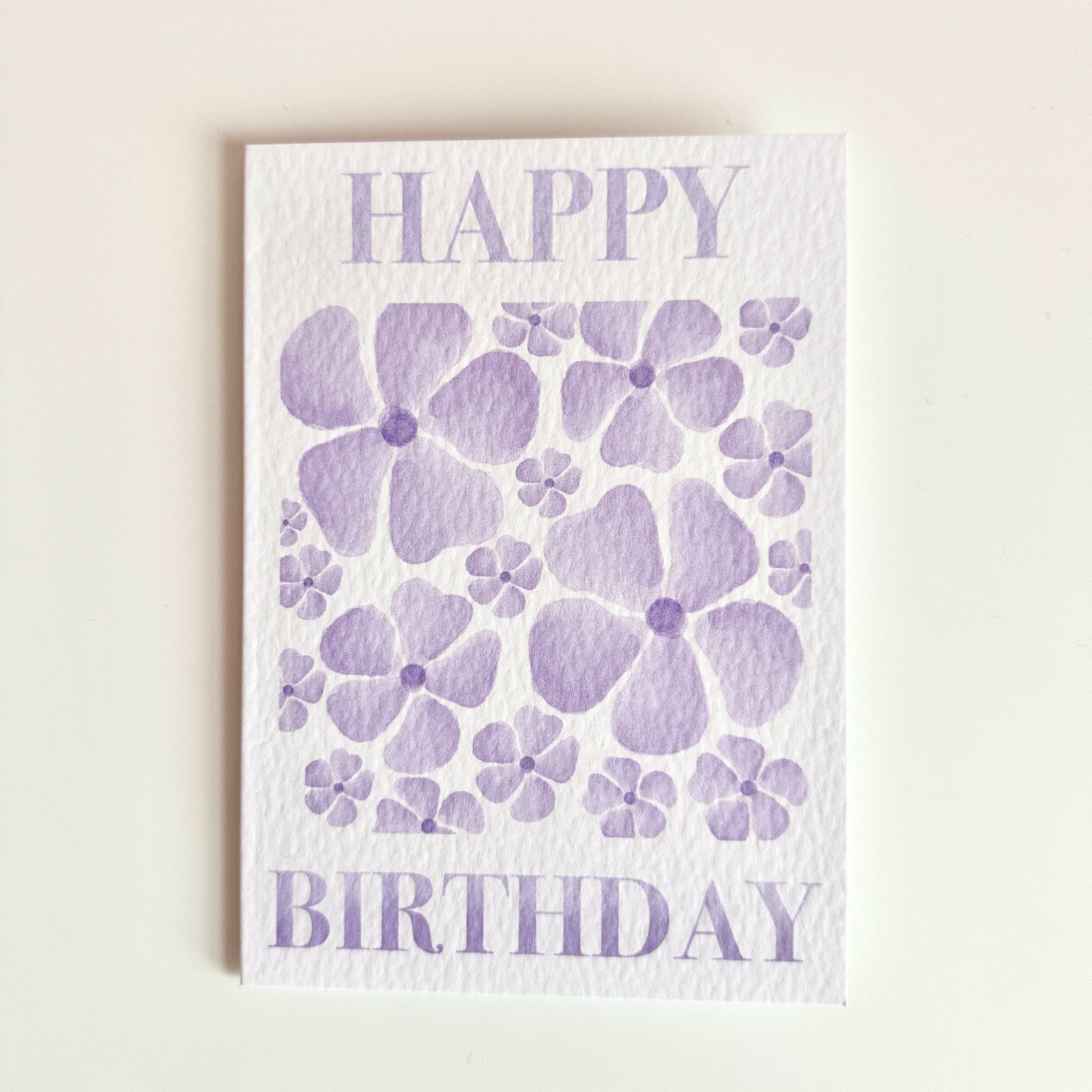 Purple Floral Happy Birthday Card