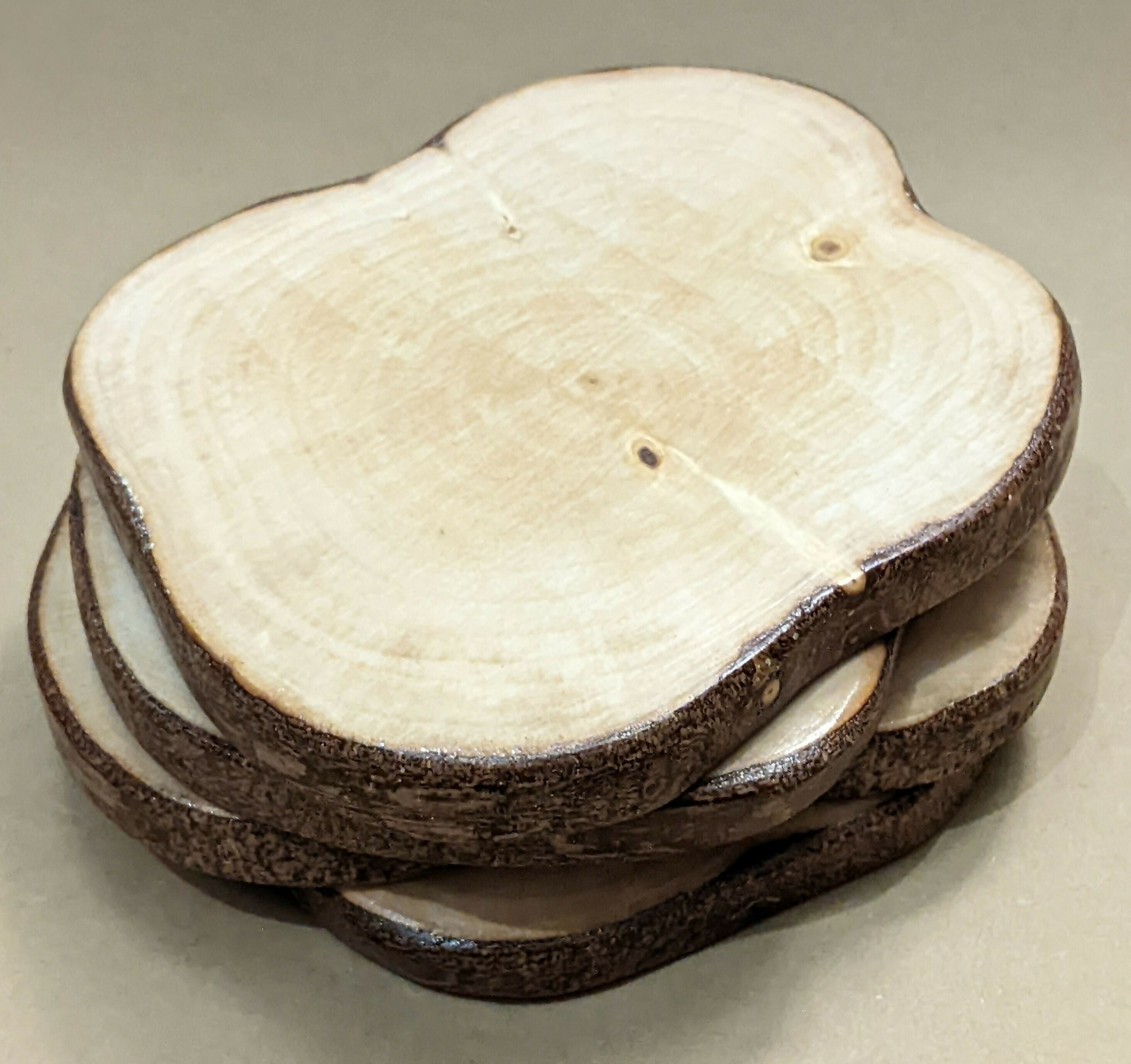 Rustic Birch Wood Coasters: Natural Edge, Set of 4