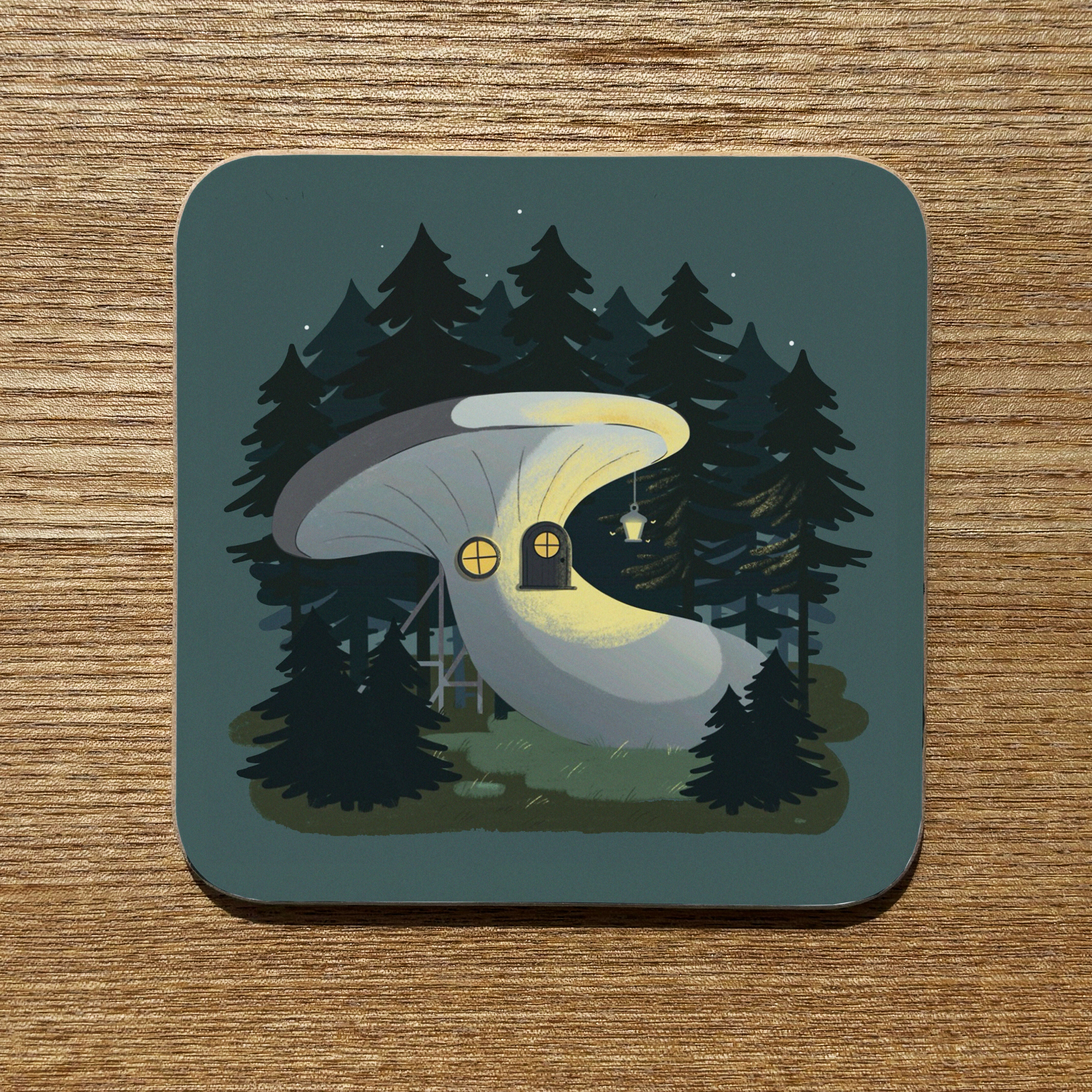 Cottagecore Mushroom House Coaster - Spooky Shroom