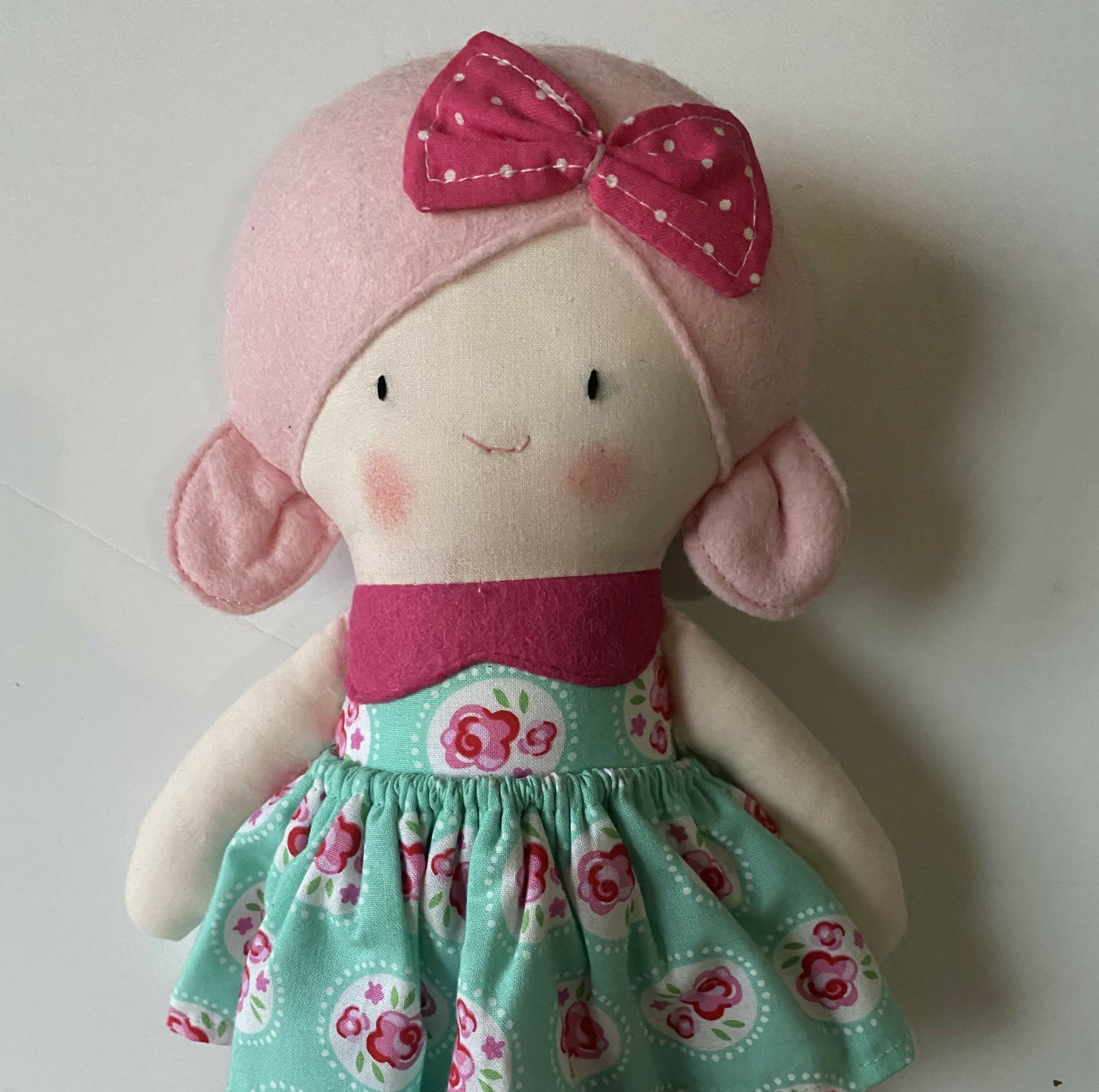 Handmade Doll in Green Outfit