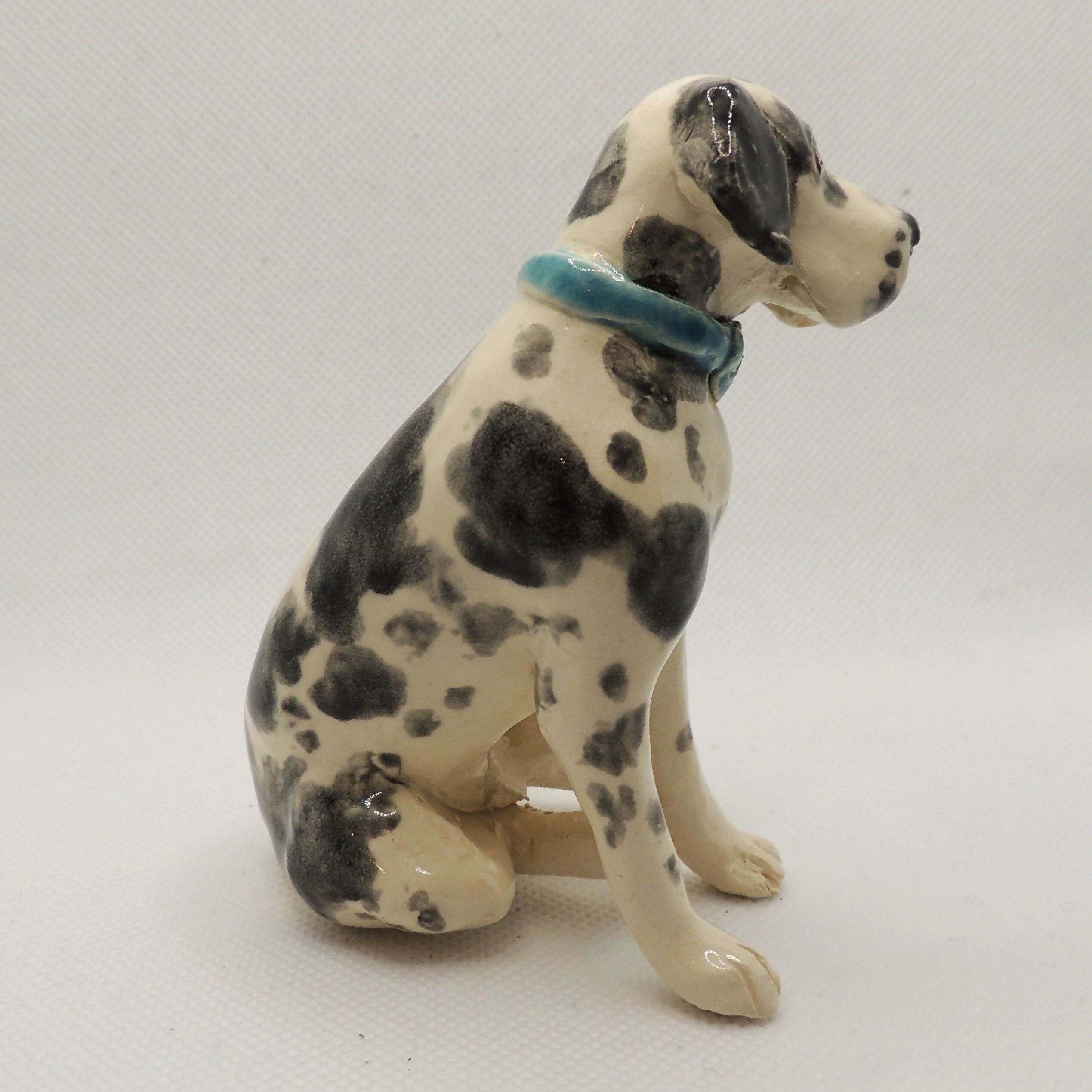Ceramic Harlequin Great dane dog sculpture