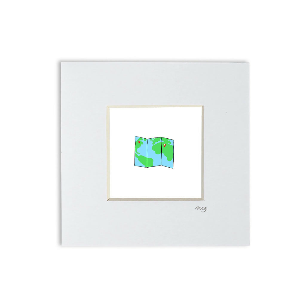 Map 4x4" Mounted Mini Print