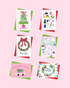 6 Pack illustrated Christmas cards