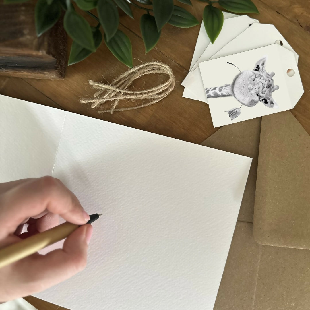 Giraffe with Flowers Gift Tags – Set of 4 Tags – Cute Safari Animal – Floral Illustration Gift
