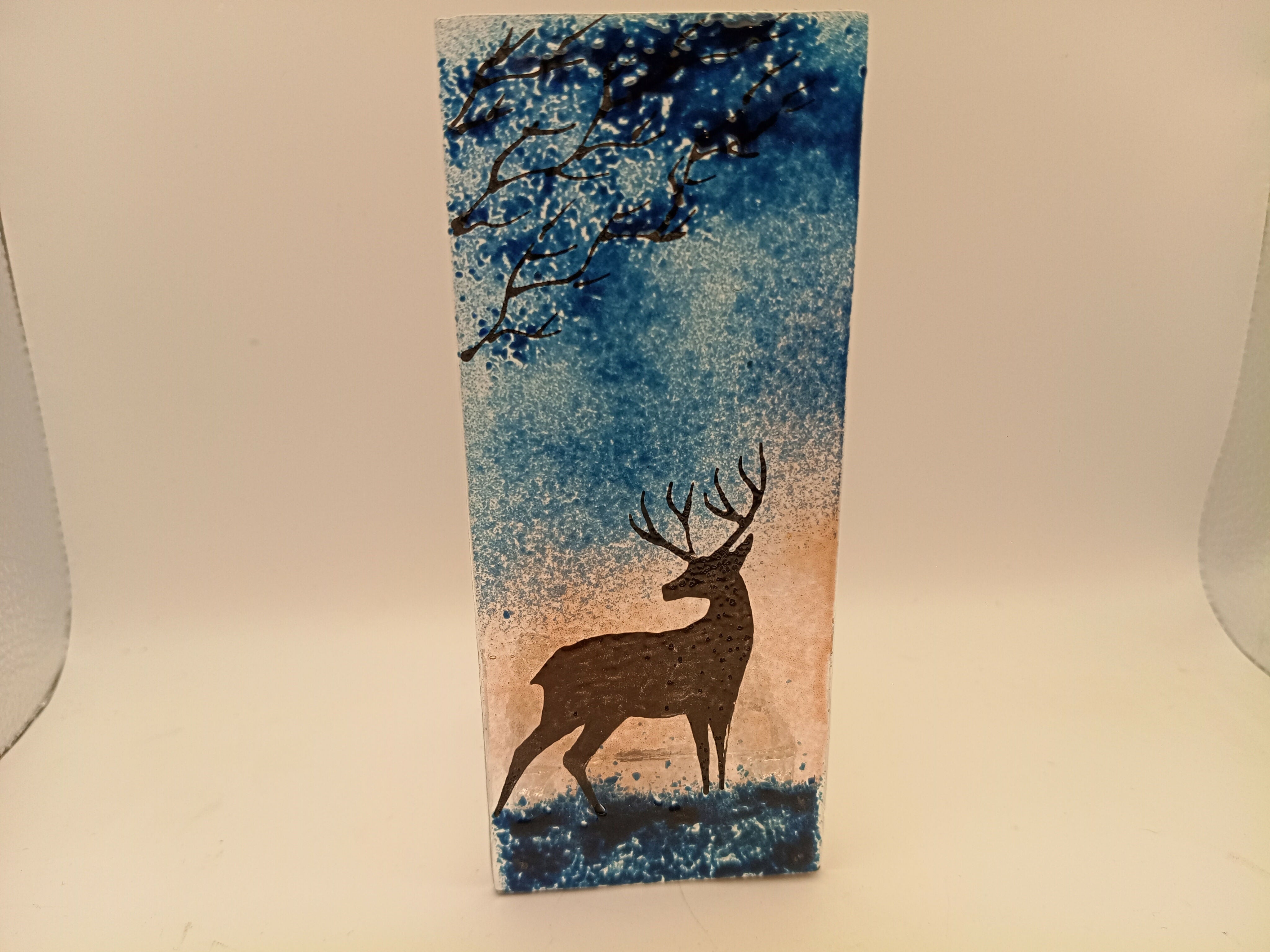 Fused Glass Silhouette Stag Tealight