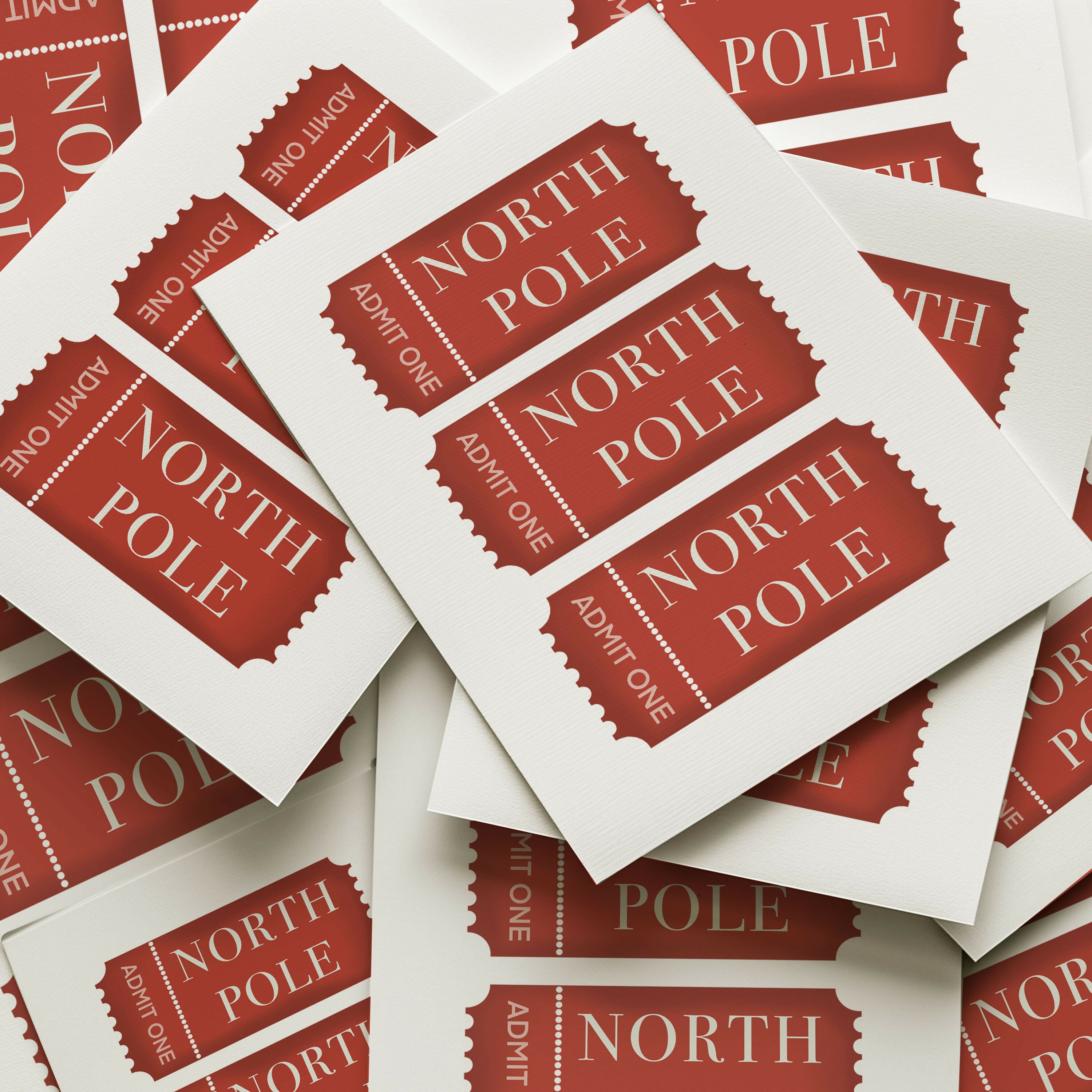 NORTH POLE TICKET CHRISTMAS ART PRINT