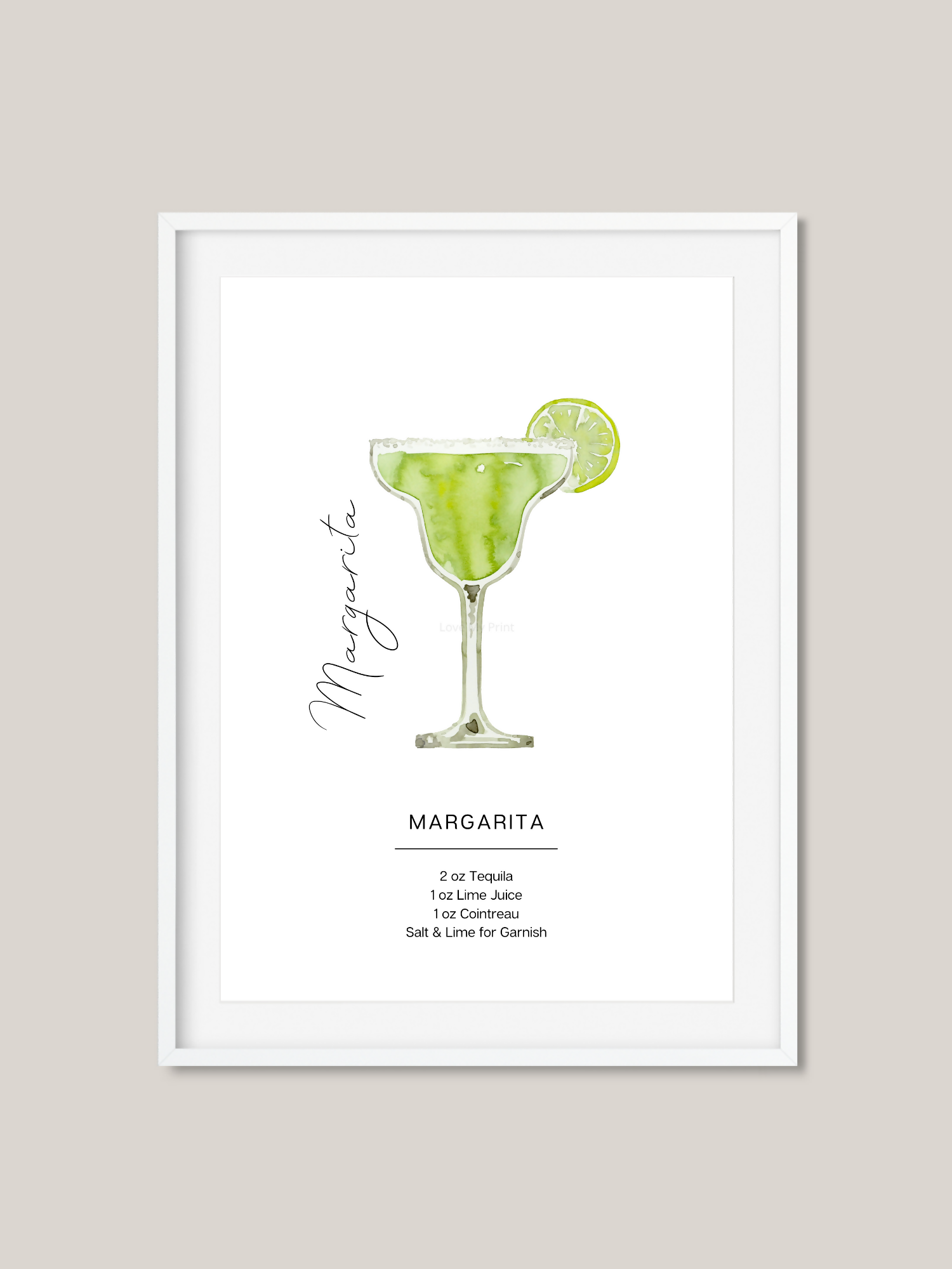 Margarita Recipe Cocktail Art Print