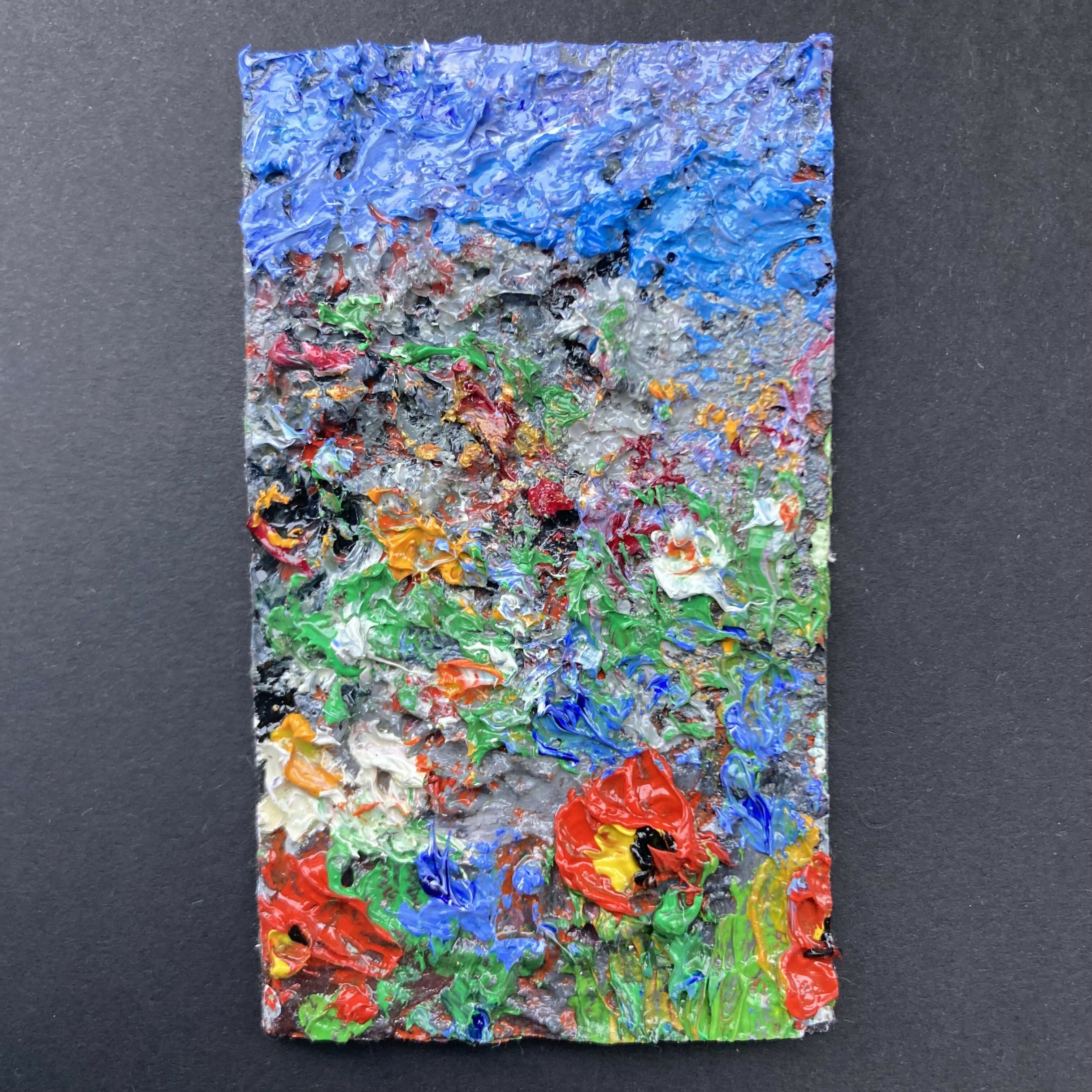 Wildflowers - Original Oil Painting Mini Canvas Fridge Magnet