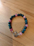 Tibetan Silver Toggle Catch Bracelet with Strawberry Quartz and Blue Chalcedony.