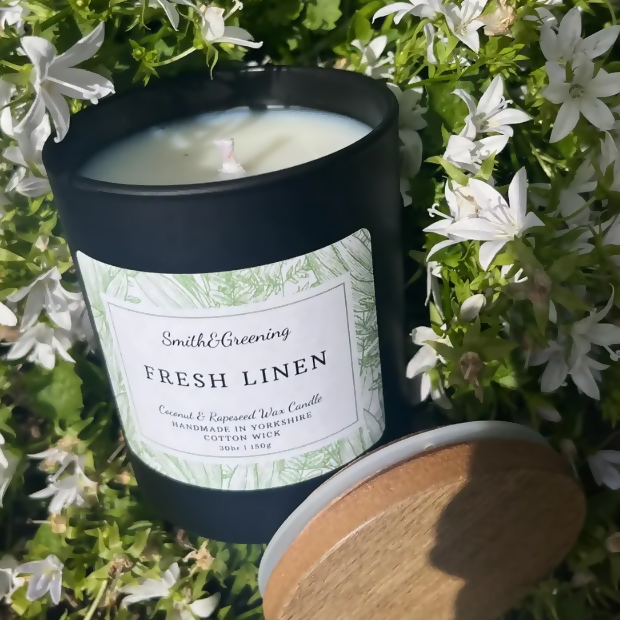 Hand Poured Fresh Linen Coconut Wax Candle