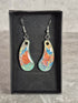 Handcrafted teardrop shaped multicoloured earrings.