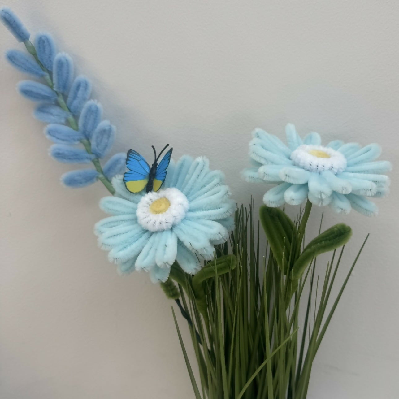 Handmade Sky Blue Gerbera Floral Arrangement
