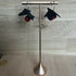 Forest Whisper – Black Leather Flower Earrings with Red Stone