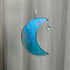 Iridescent Streaky Blue Crescent Moon Stained Glass Suncatcher