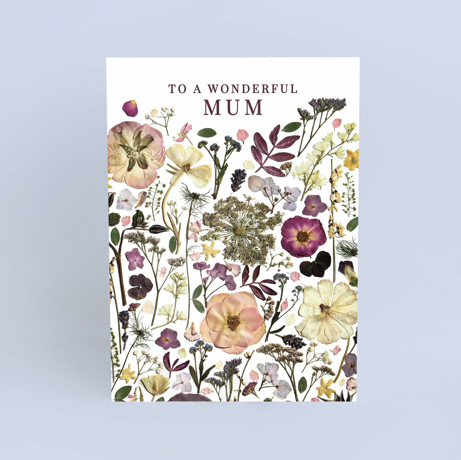 Wonderful Mum Pink Pressed Flower Print Card