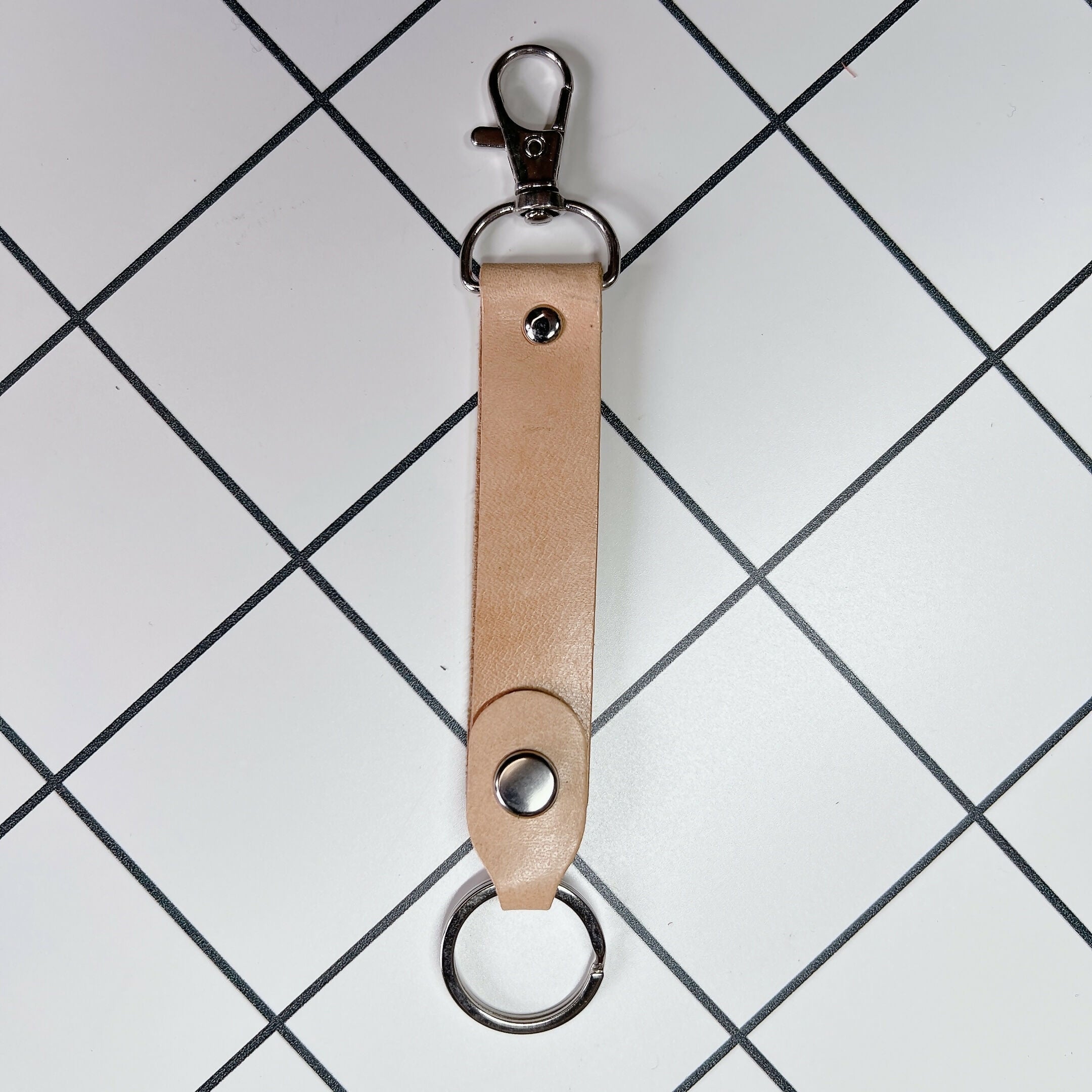 LoopLock Leather Keychain (Silver-tone Hardware)