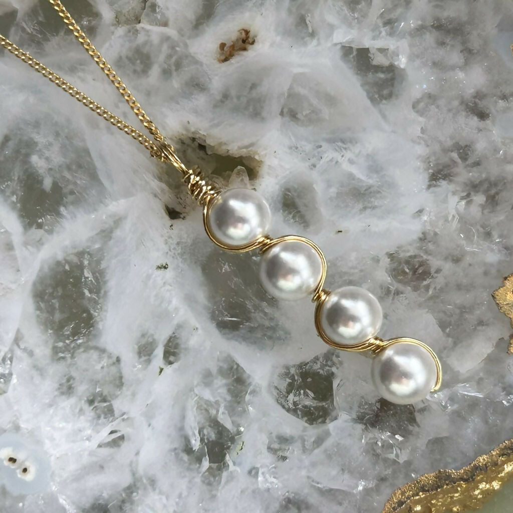 Handmade Gold Vermeil Shell Pearl Drop Necklace