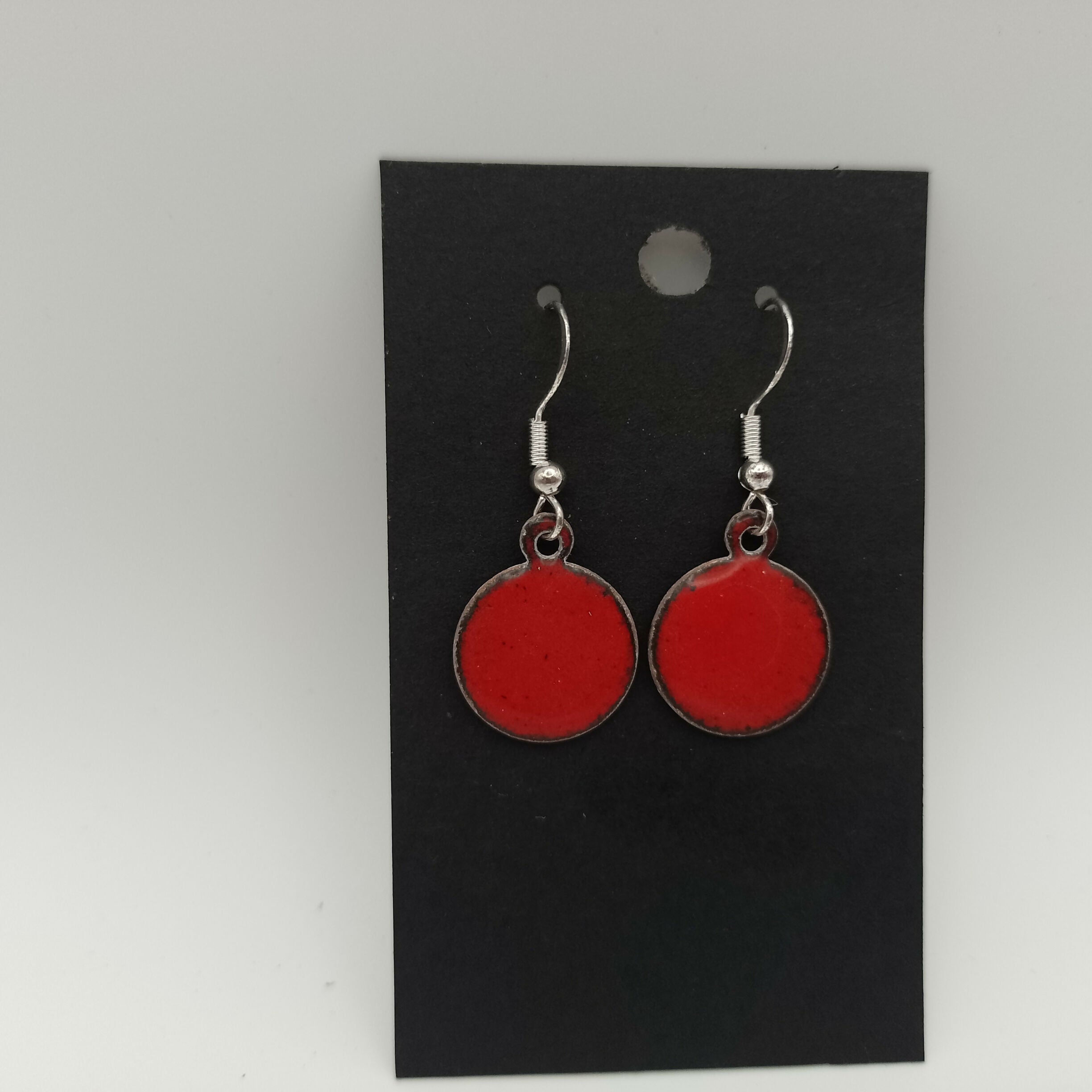Red Circle Enamel Earrings