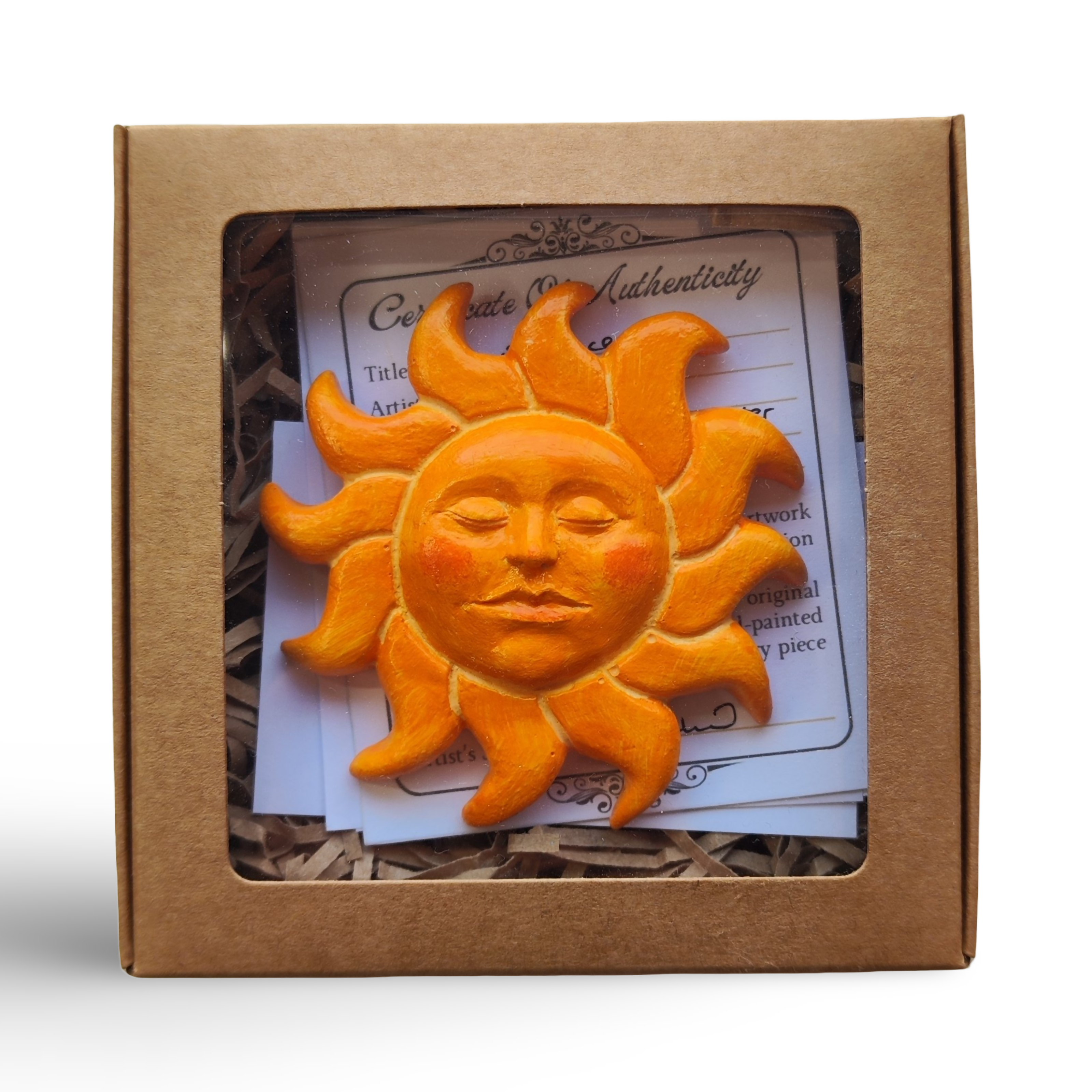 Sunface / Hand-painted Reproduction of Original Sculpture / Ready-to-hang Relief Wall Art