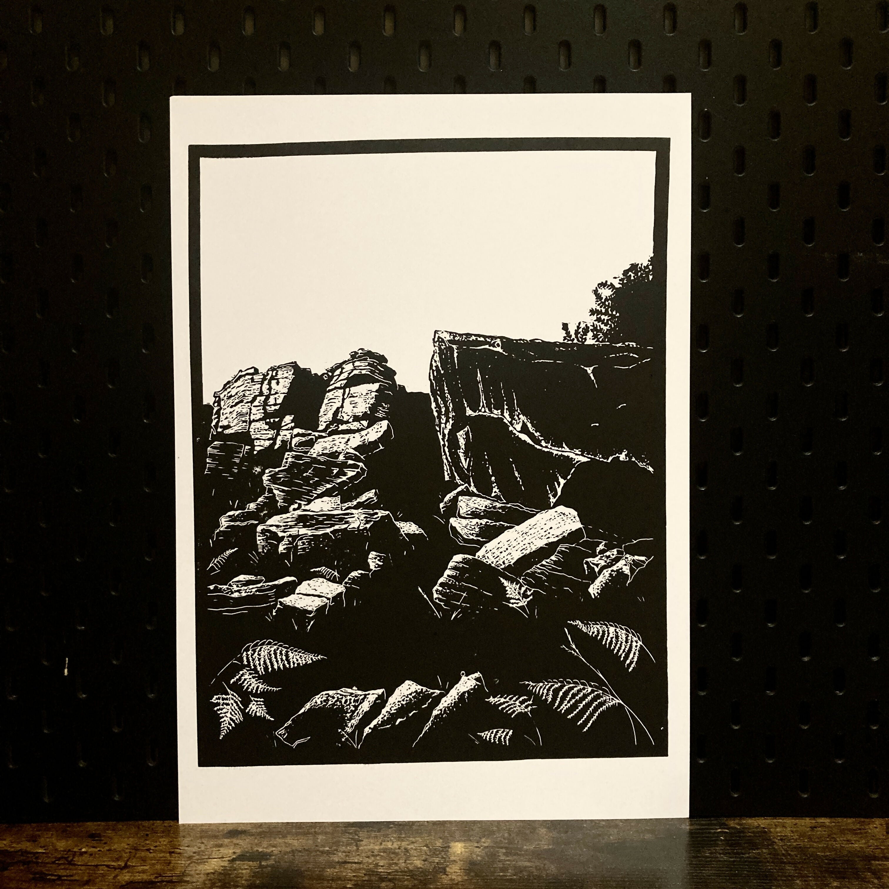Stanage - A3 Hand Carved Lino Print On Card
