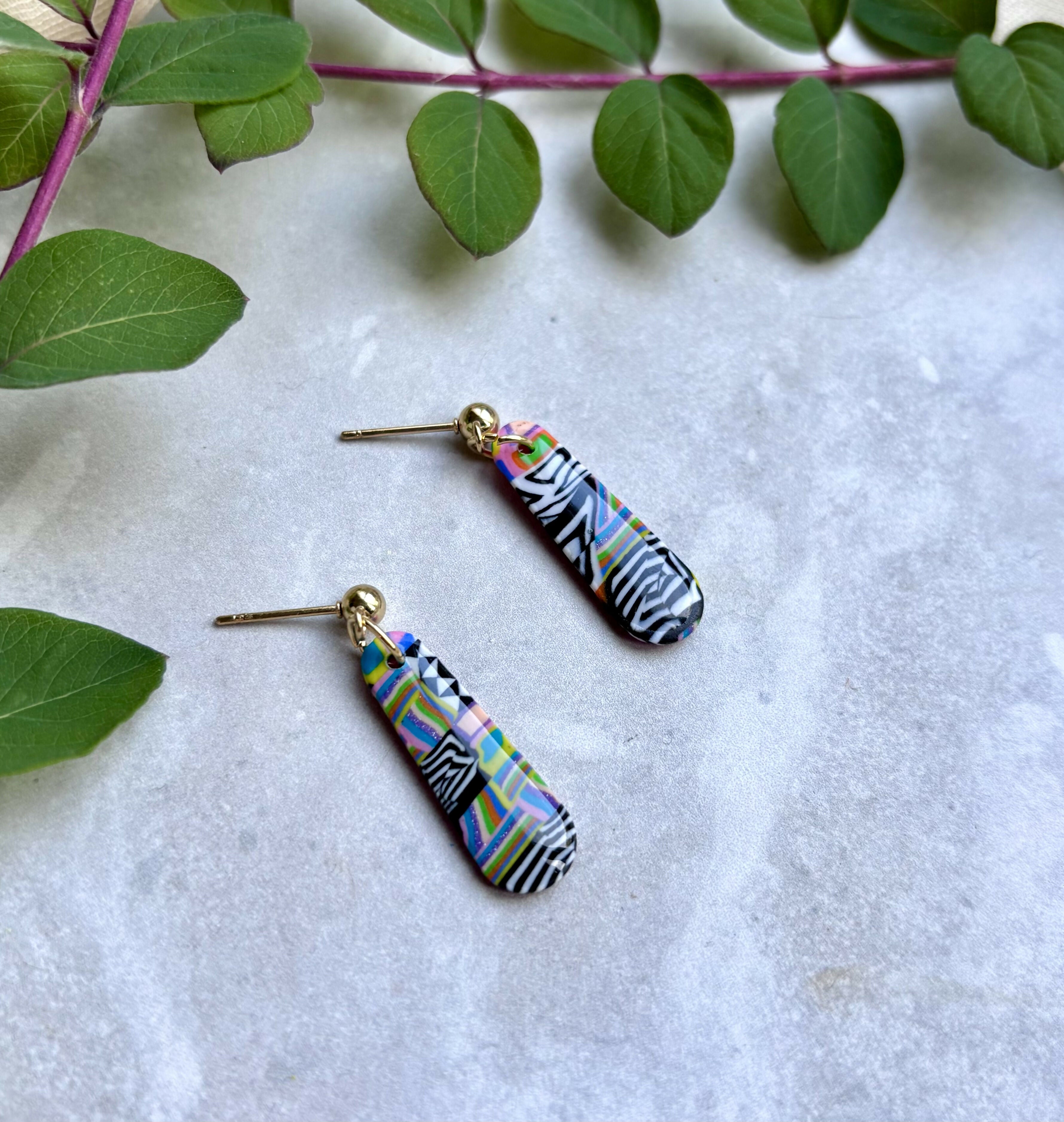 Funky Pattern Collection - Small Dangles Polymer Clay Earrings