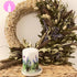 White Hand Painted Candle with Lavender Design