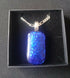 Fused Dichroic Glass Rectangular Pendant With a Chain Necklace (Blue)