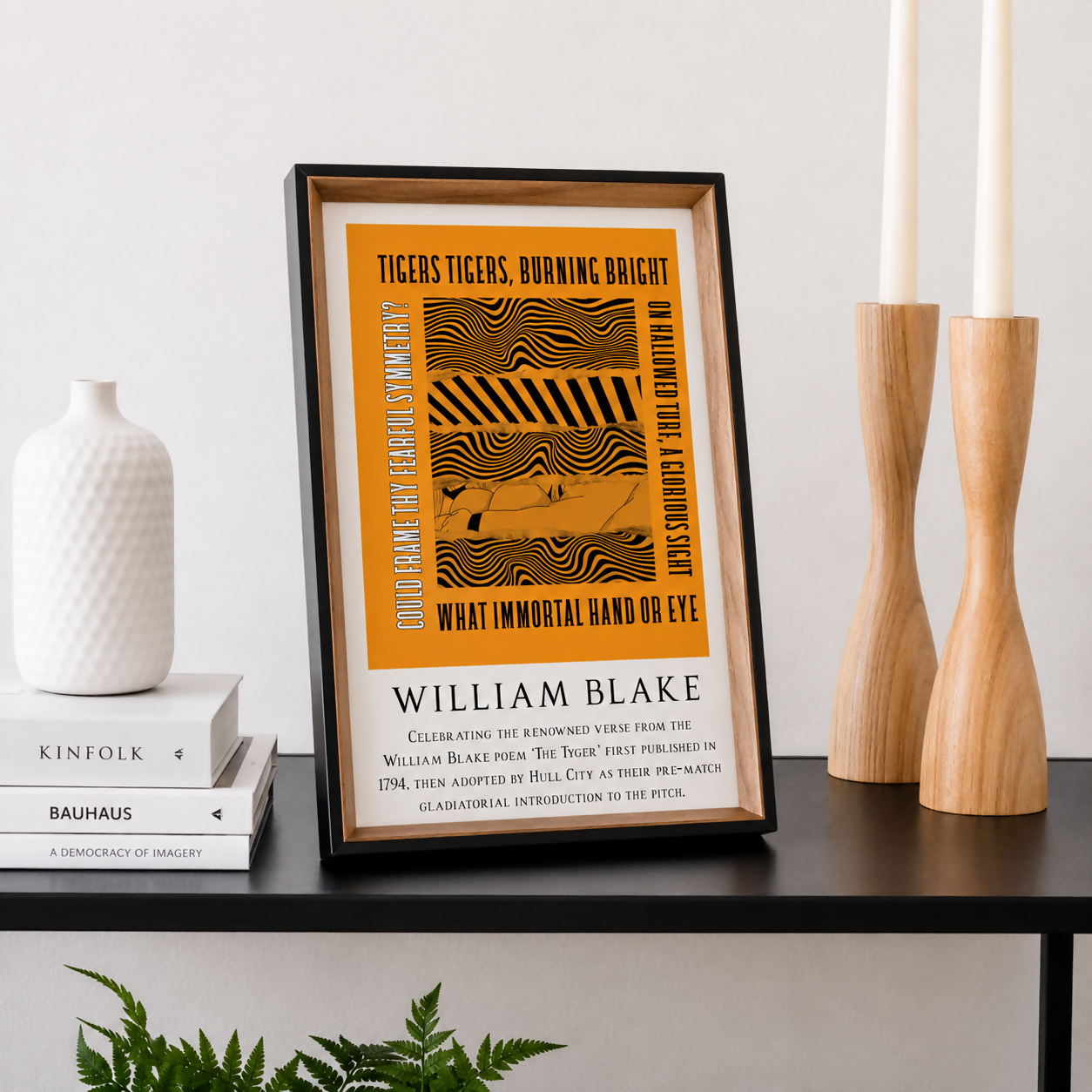 Hull City Art Print TIGERS TIGERS LYRICS Design in Amber