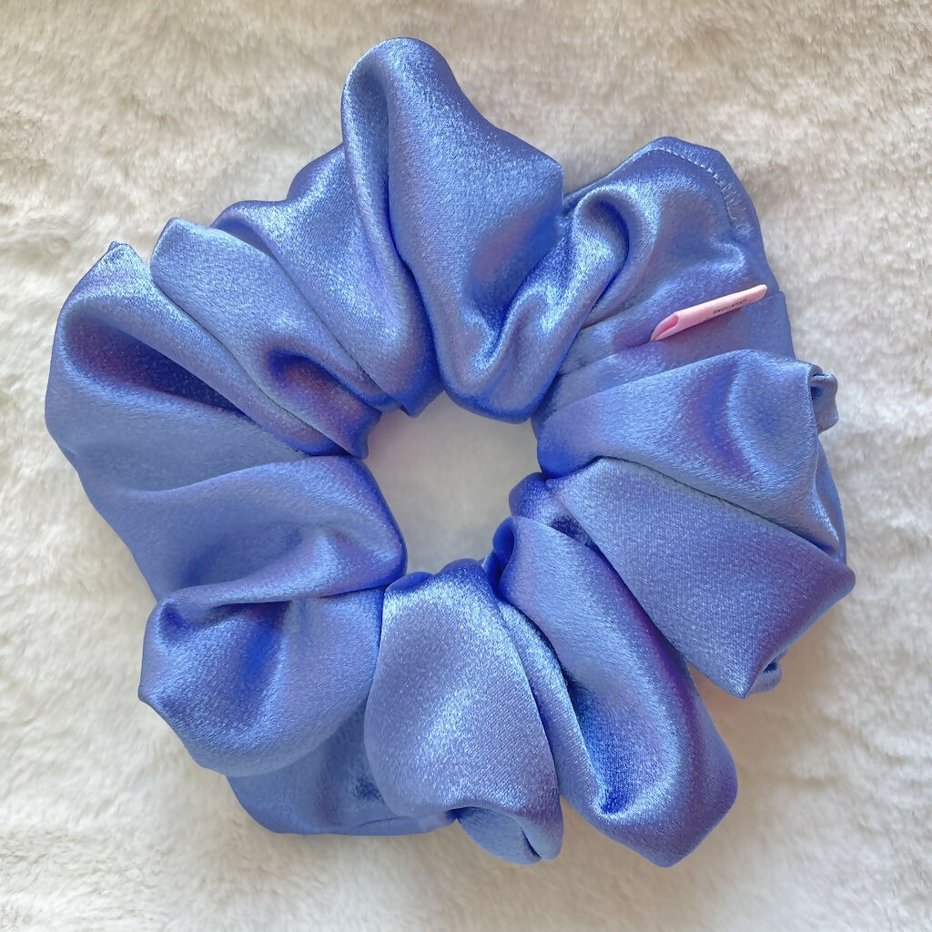 Blue Silk Handmade Scrunchie
